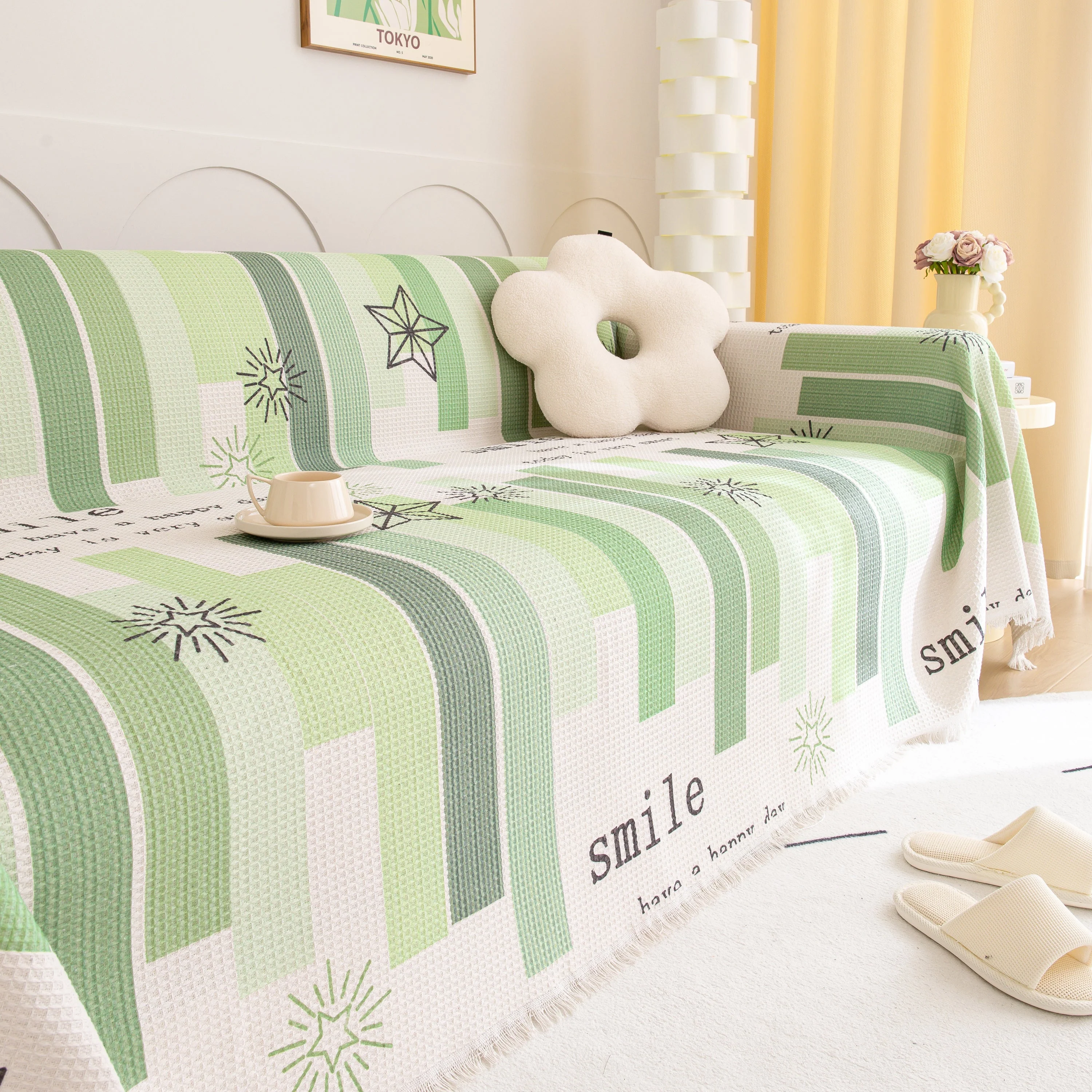 Chenille Sofa Cover Throw, Smile Couch Cover Blanket Throws for Couches, Soft Sofa Towel - Image 57