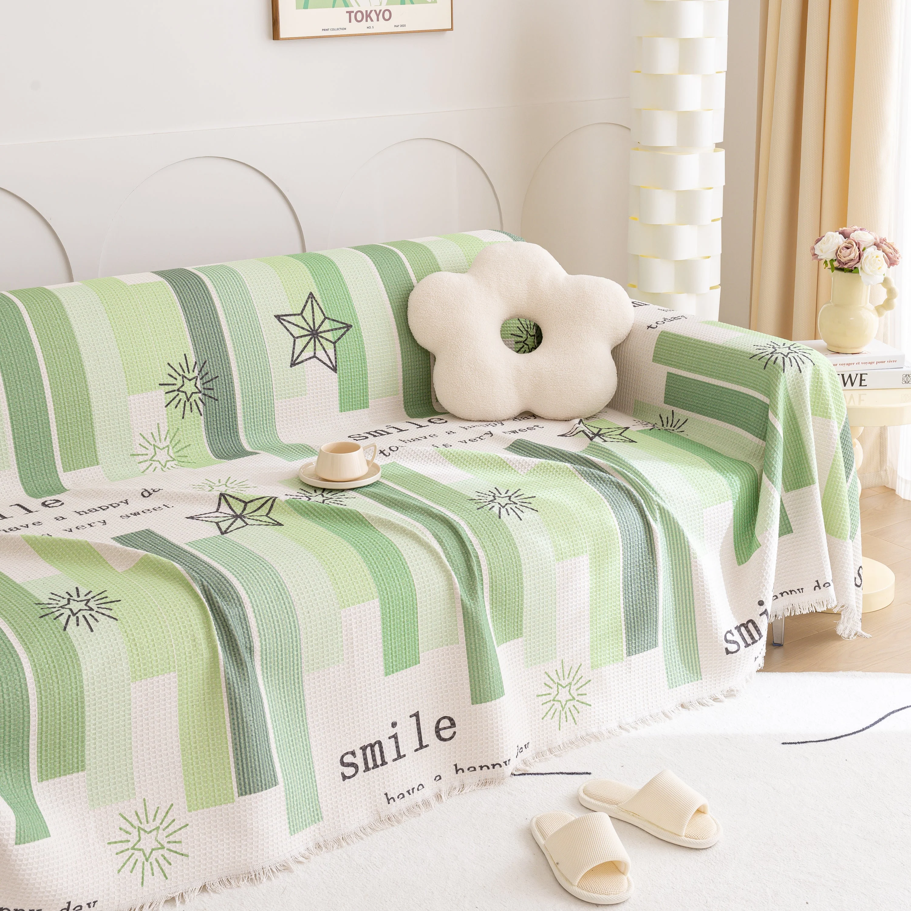Chenille Sofa Cover Throw, Smile Couch Cover Blanket Throws for Couches, Soft Sofa Towel - Image 66