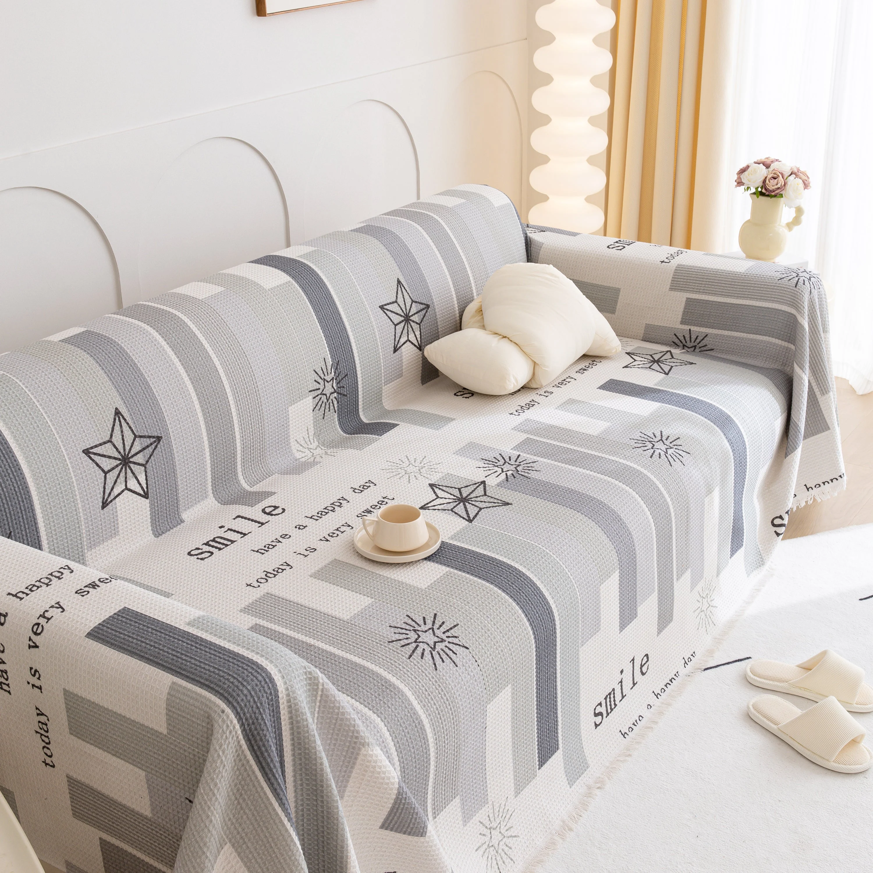 Chenille Sofa Cover Throw, Smile Couch Cover Blanket Throws for Couches, Soft Sofa Towel - Image 84