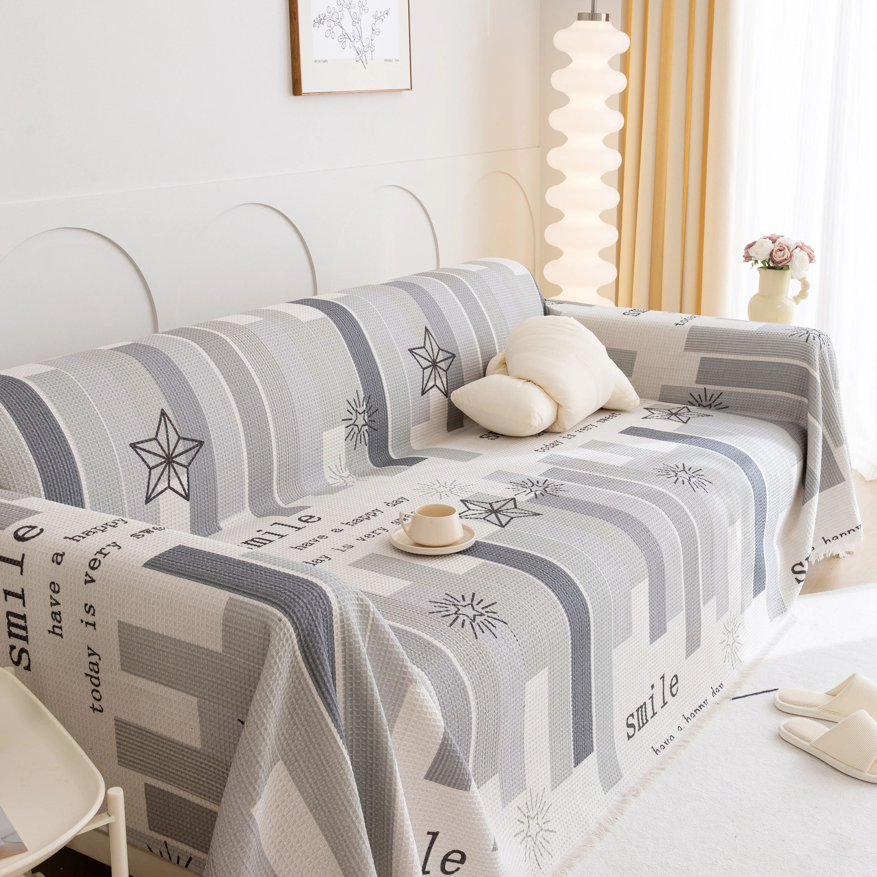 Chenille Sofa Cover Throw, Smile Couch Cover Blanket Throws for Couches, Soft Sofa Towel - Image 85