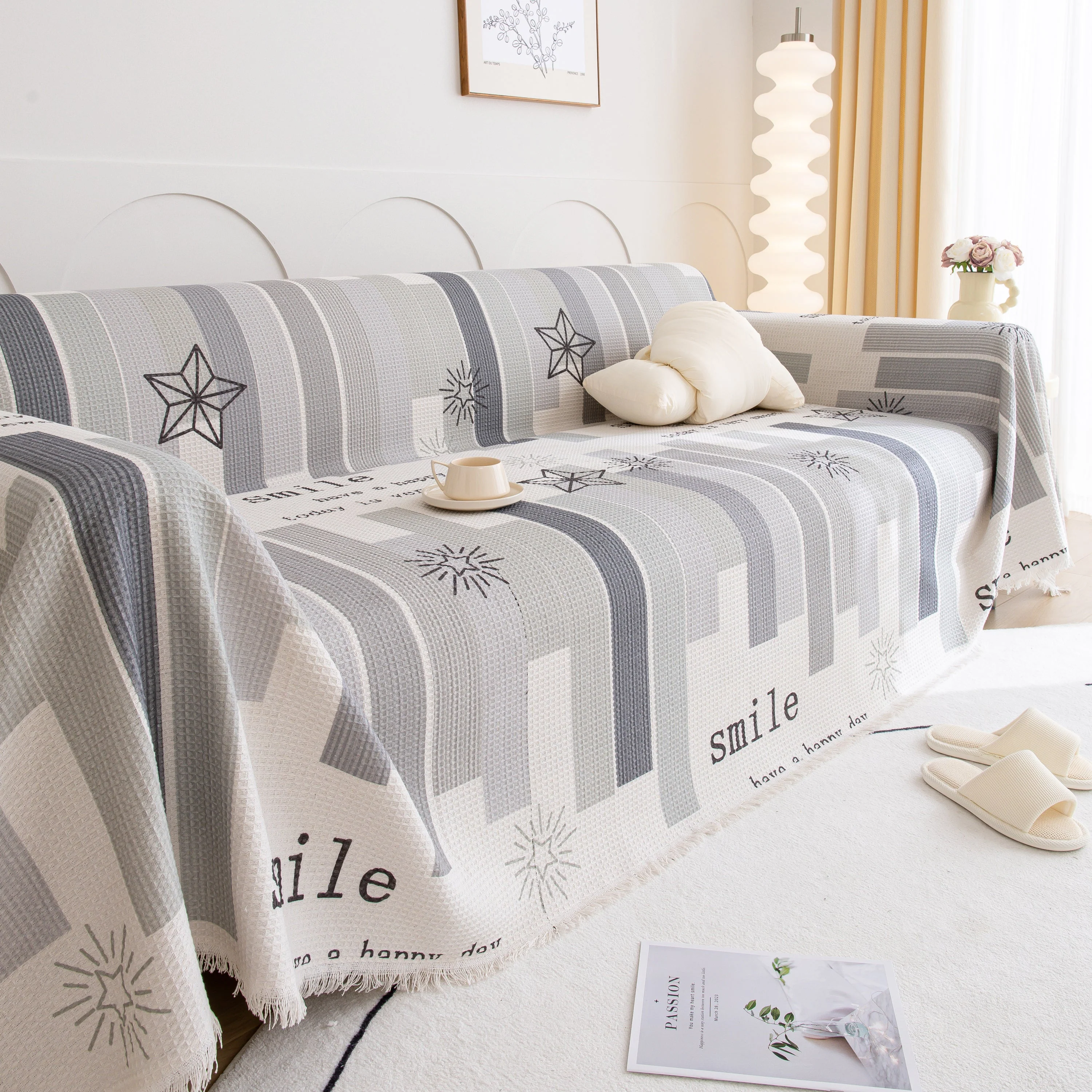 Chenille Sofa Cover Throw, Smile Couch Cover Blanket Throws for Couches, Soft Sofa Towel - Image 89