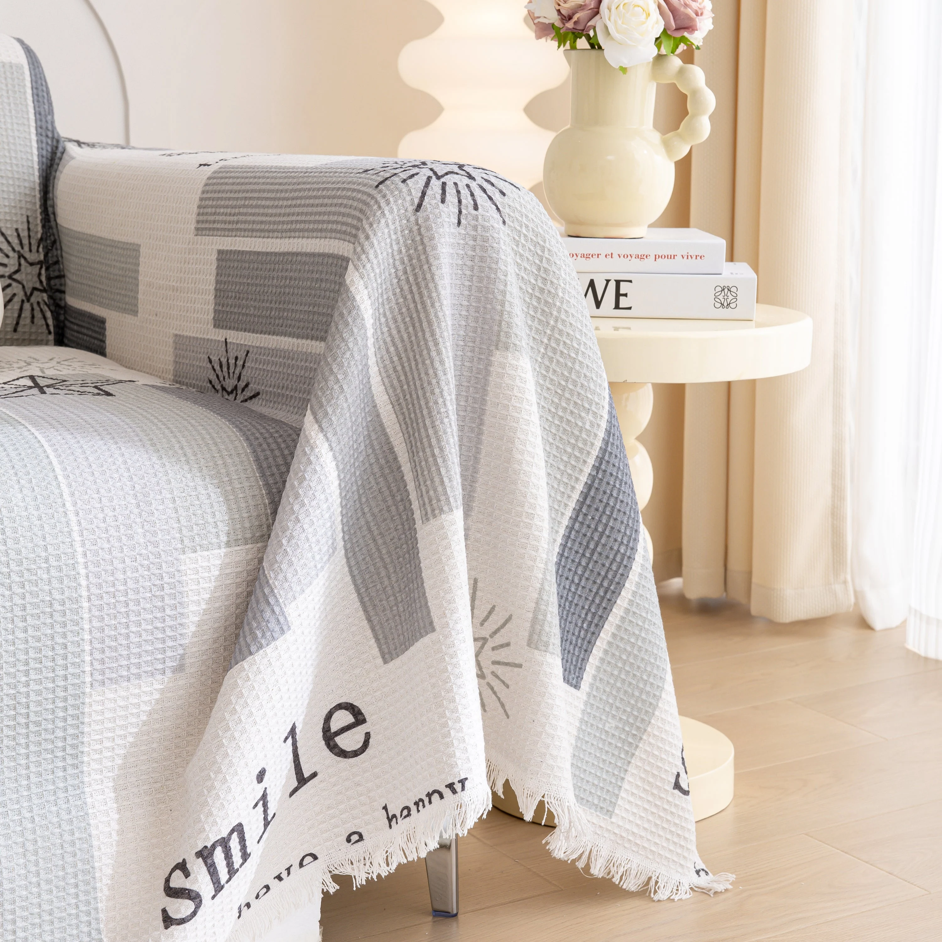 Chenille Sofa Cover Throw, Smile Couch Cover Blanket Throws for Couches, Soft Sofa Towel - Image 94