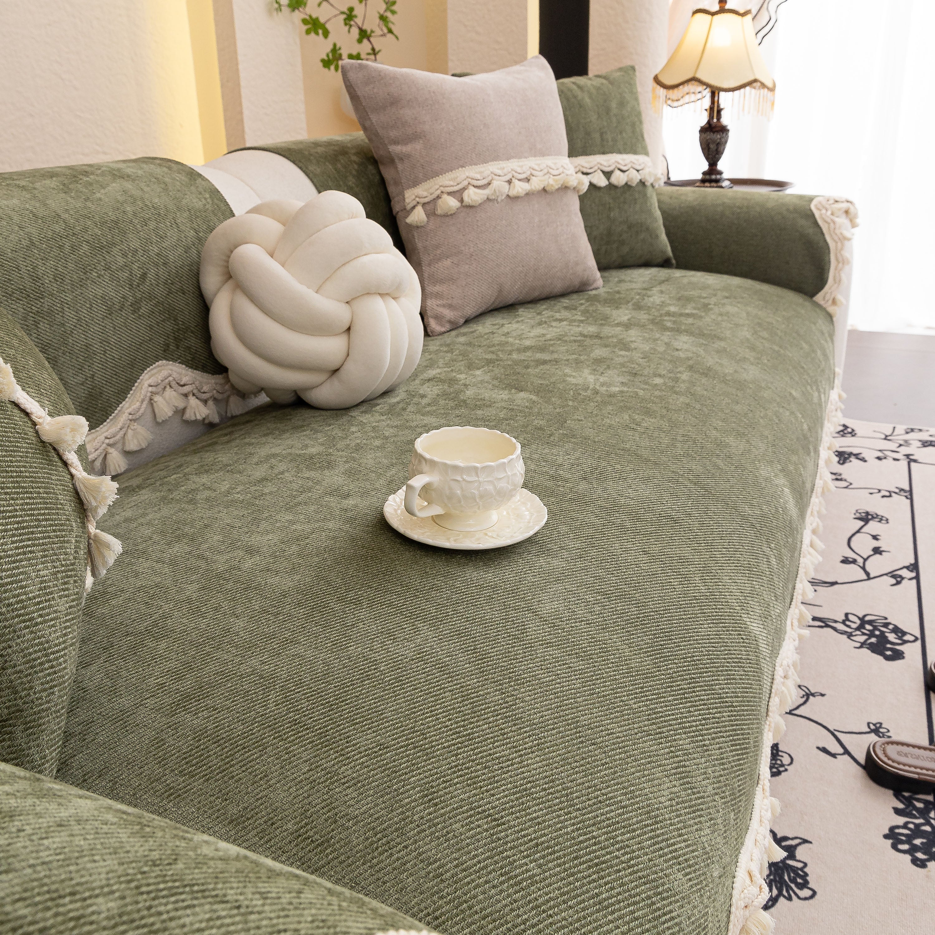 Chenille Sofa Cover Towel – Non-Slip, Washable Pets Couch Protector with Tassels - Image 20