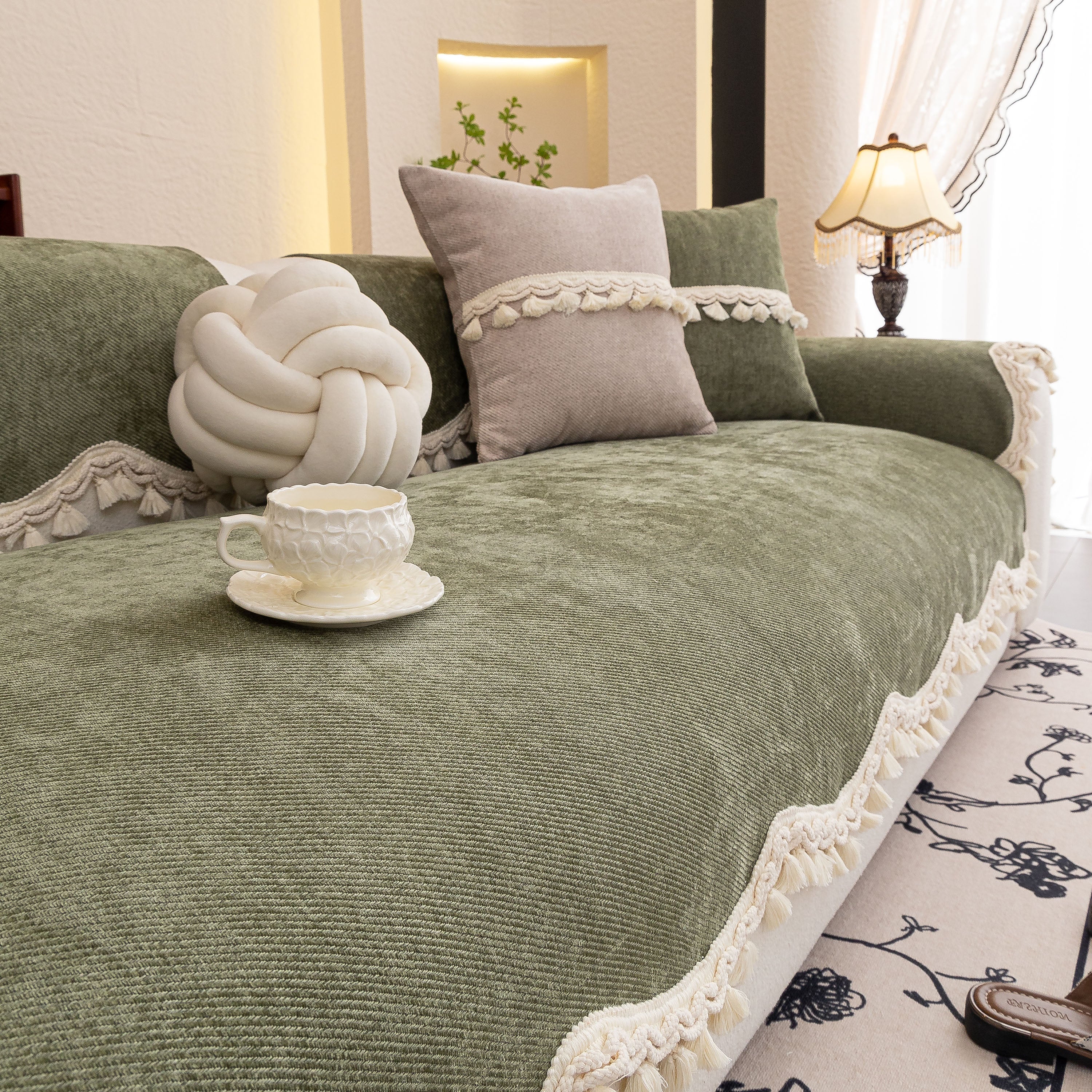 Chenille Sofa Cover Towel – Non-Slip, Washable Pets Couch Protector with Tassels - Image 23