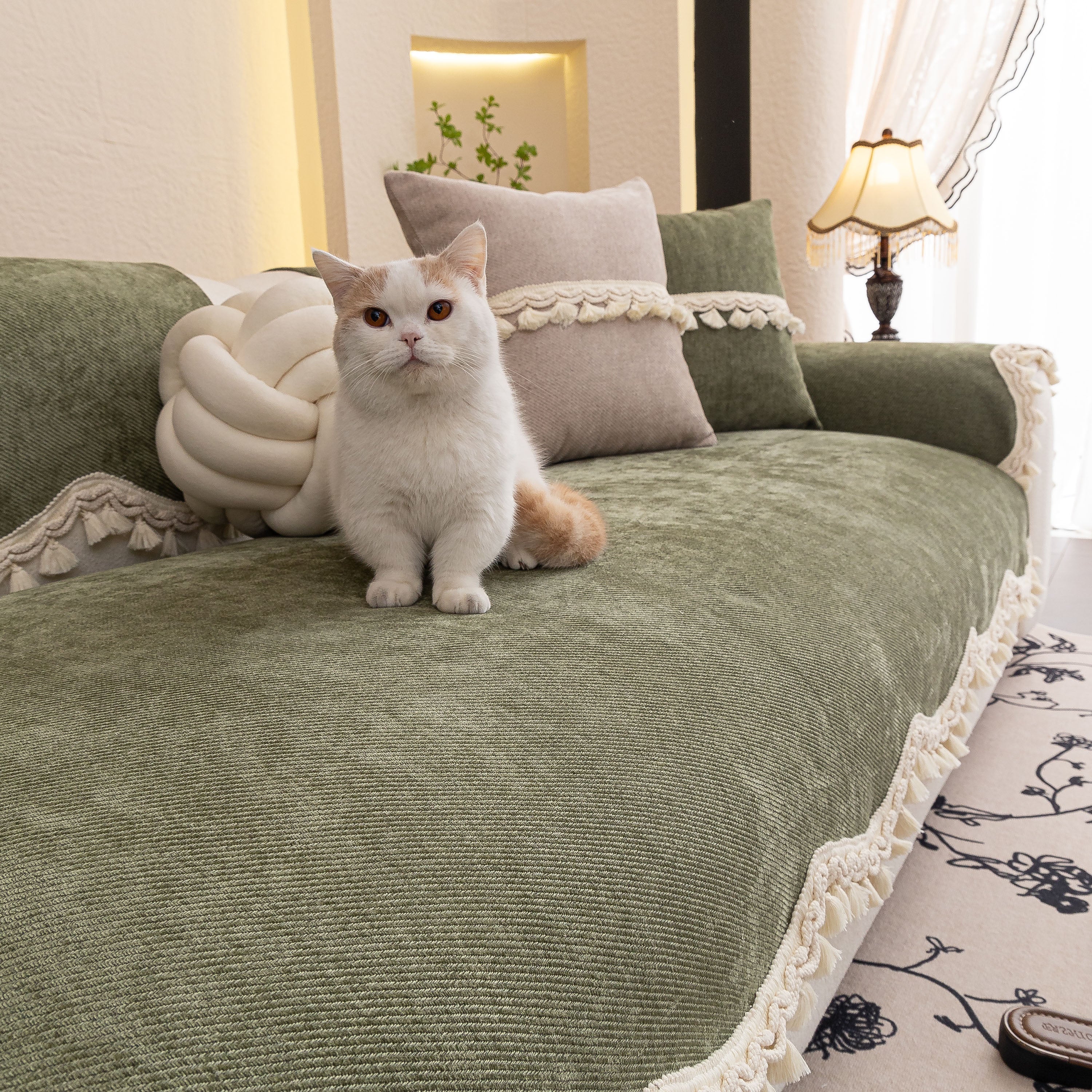 Chenille Sofa Cover Towel – Non-Slip, Washable Pets Couch Protector with Tassels - Image 25