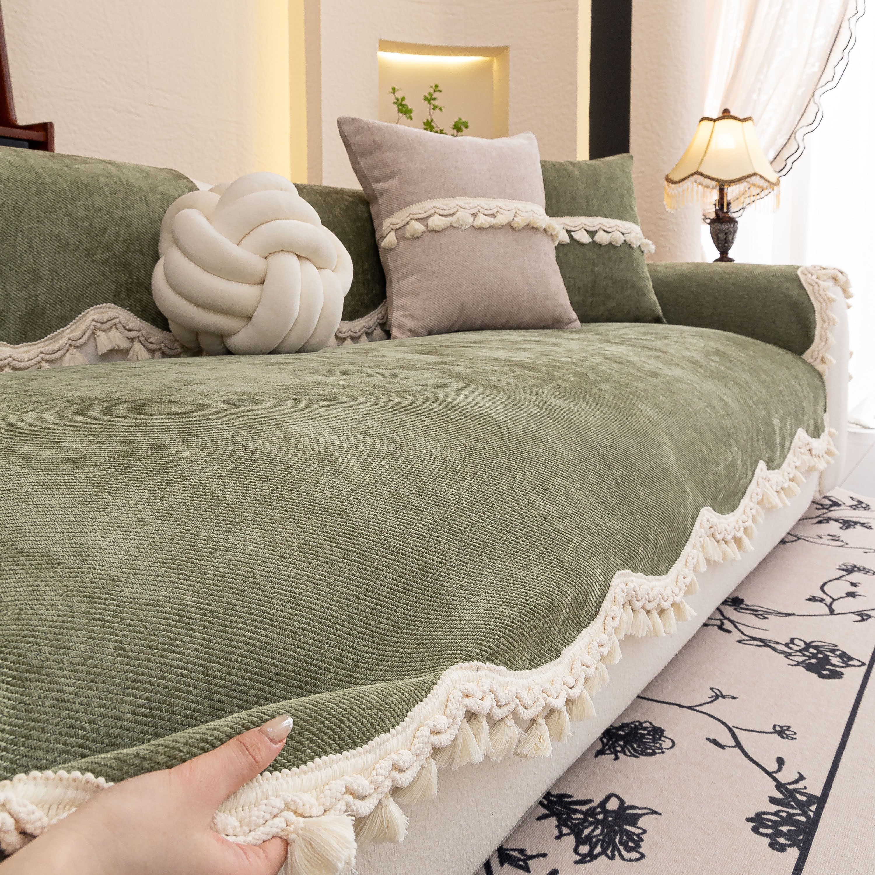 Chenille Sofa Cover Towel – Non-Slip, Washable Pets Couch Protector with Tassels - Image 28