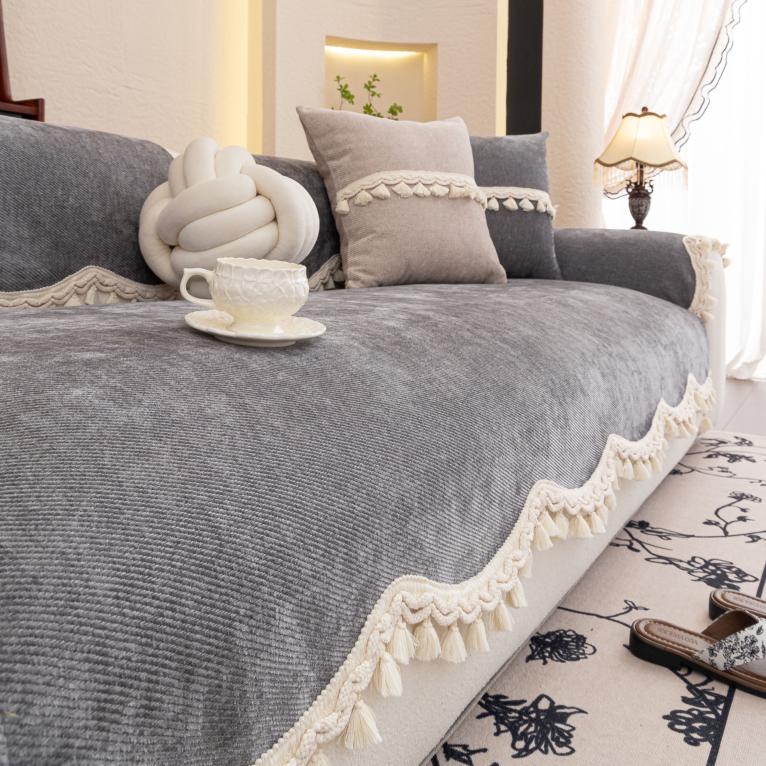 Chenille Sofa Cover Towel – Non-Slip, Washable Pets Couch Protector with Tassels - Image 32