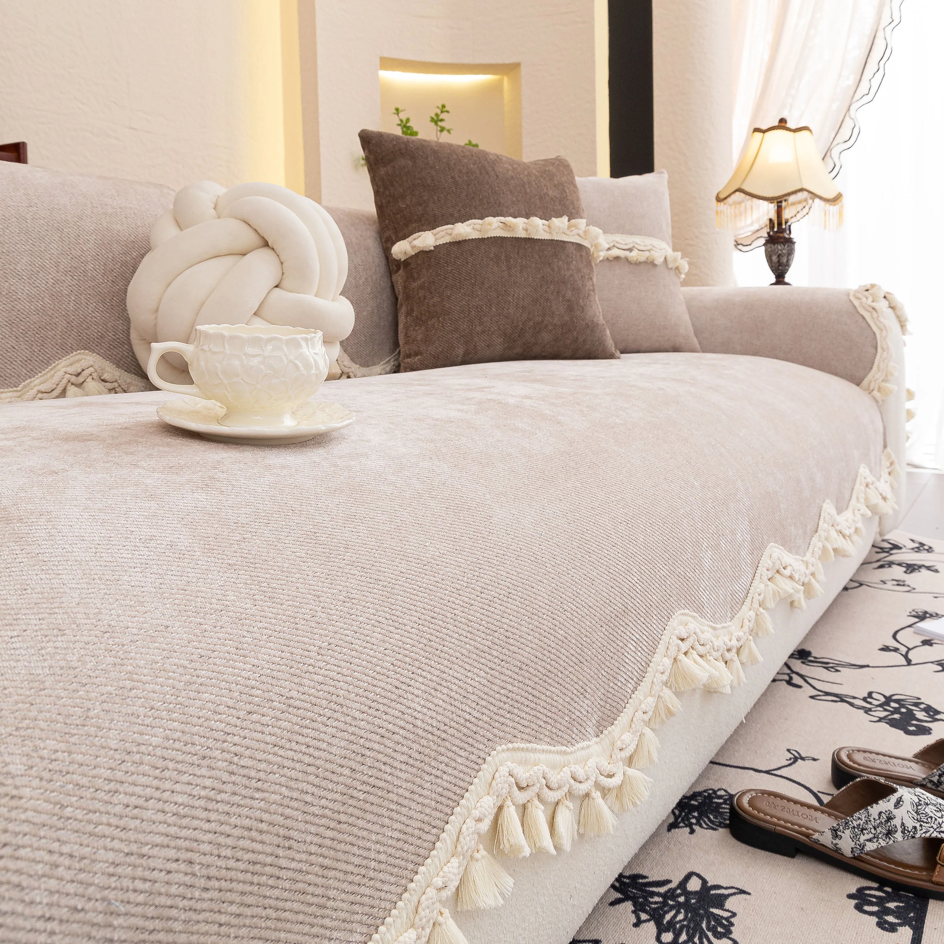 Chenille Sofa Cover Towel – Non-Slip, Washable Pets Couch Protector with Tassels - Image 33