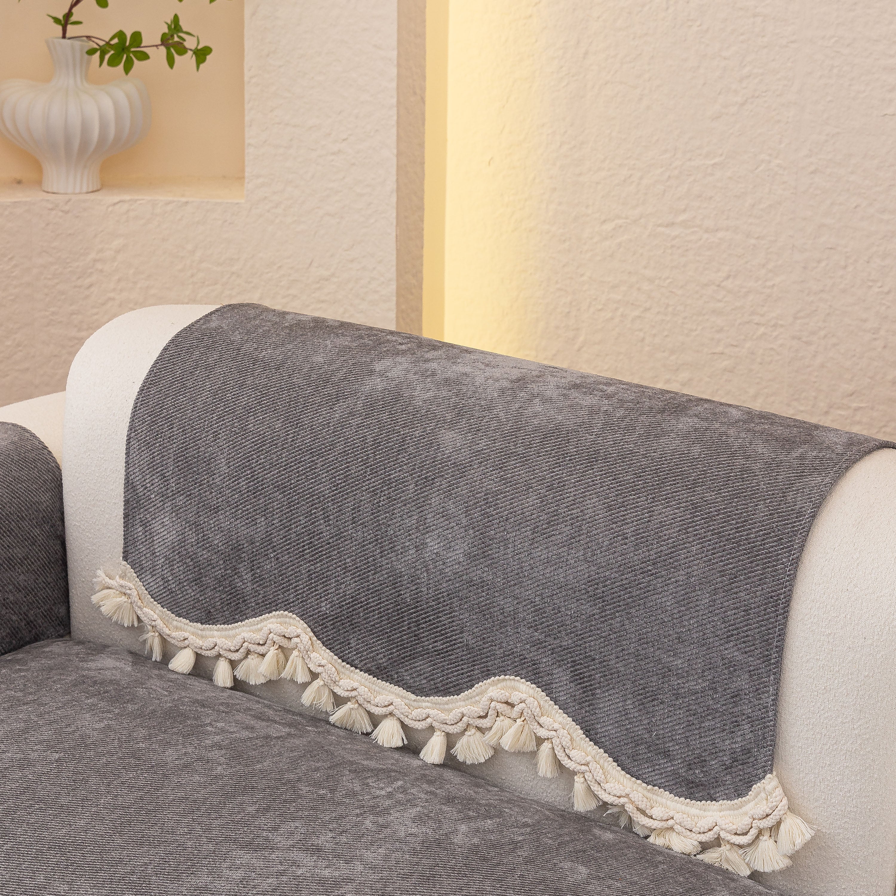 Chenille Sofa Cover Towel – Non-Slip, Washable Pets Couch Protector with Tassels - Image 38