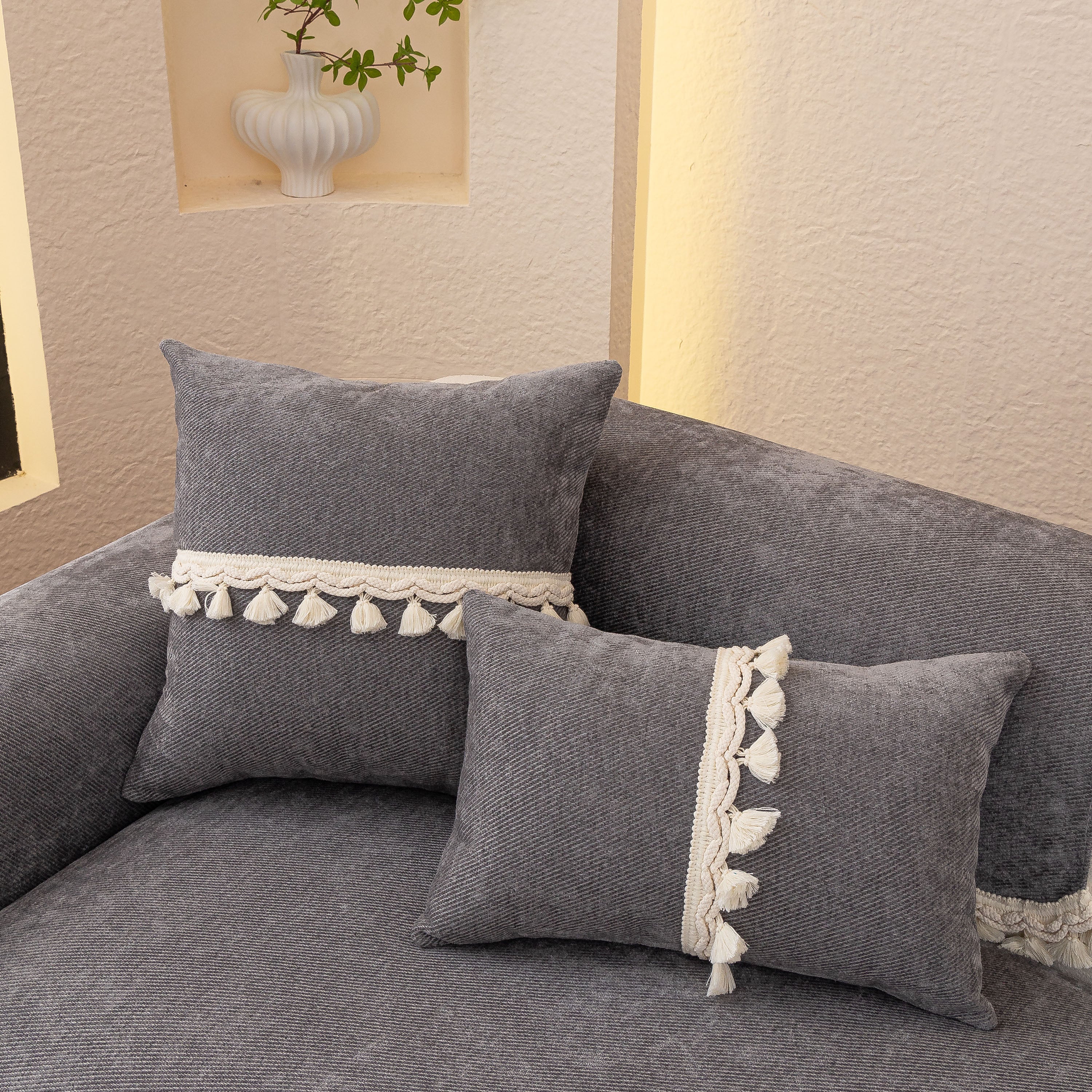 Chenille Sofa Cover Towel – Non-Slip, Washable Pets Couch Protector with Tassels - Image 40