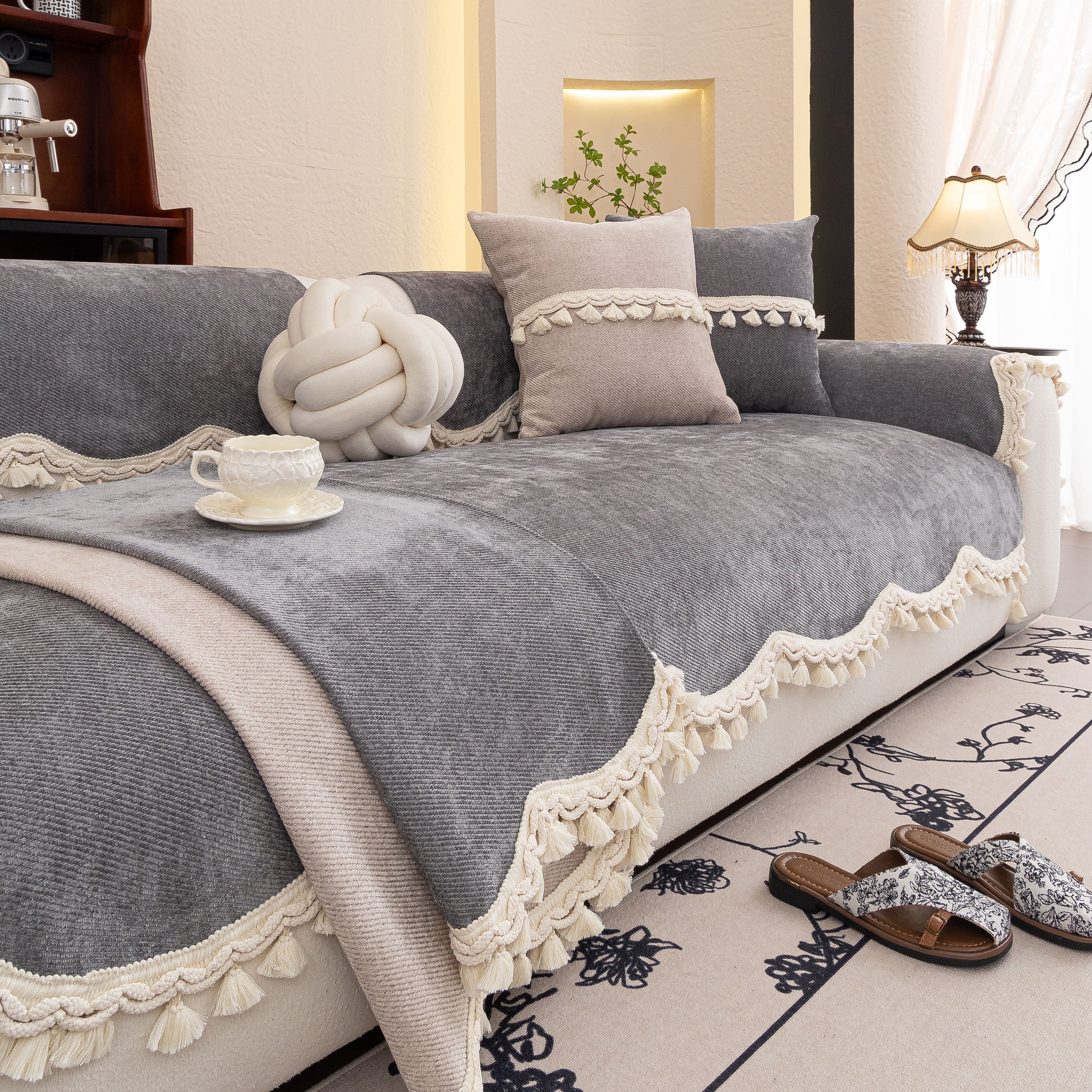 Chenille Sofa Cover Towel – Non-Slip, Washable Pets Couch Protector with Tassels - Image 50