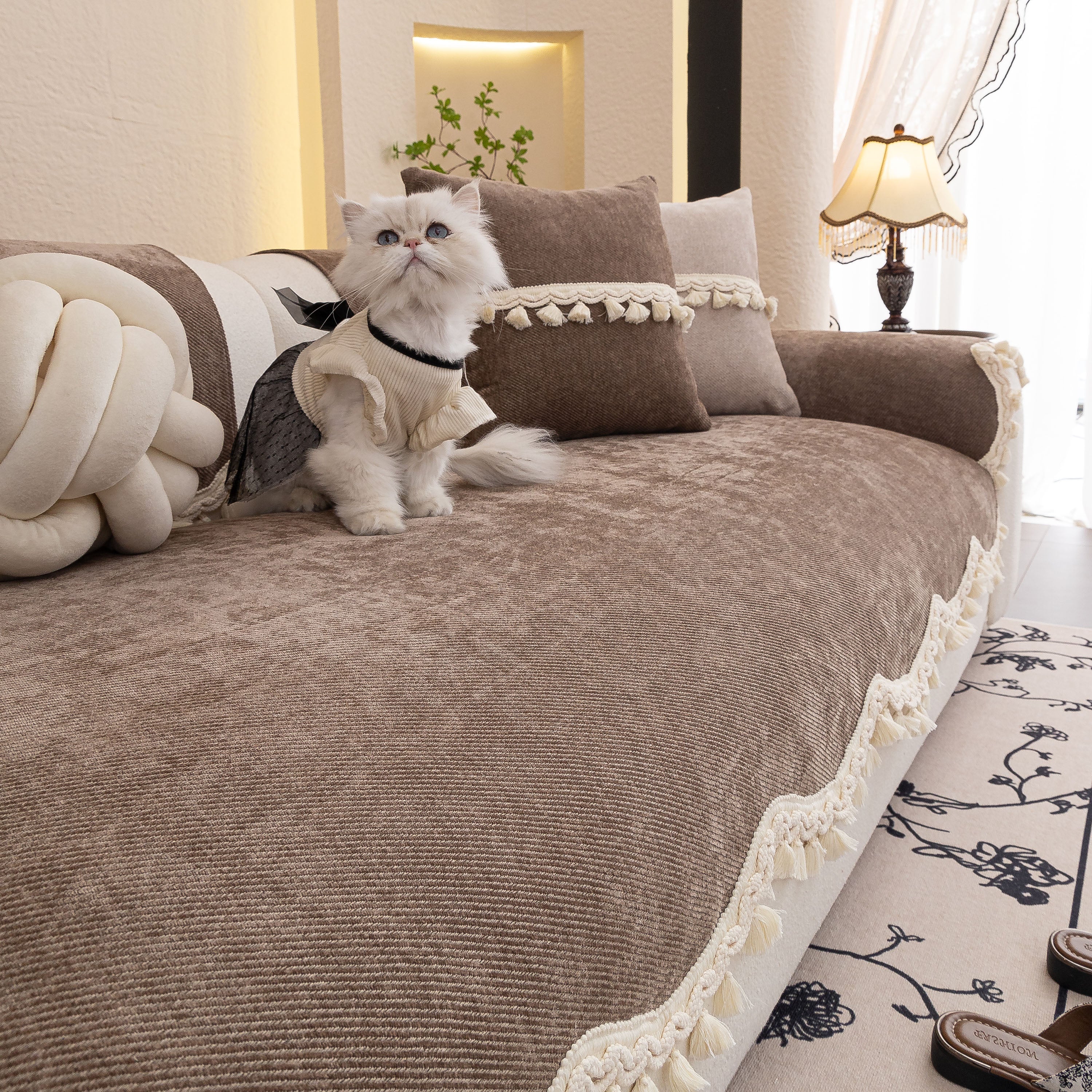 Chenille Sofa Cover Towel – Non-Slip, Washable Pets Couch Protector with Tassels - Image 69