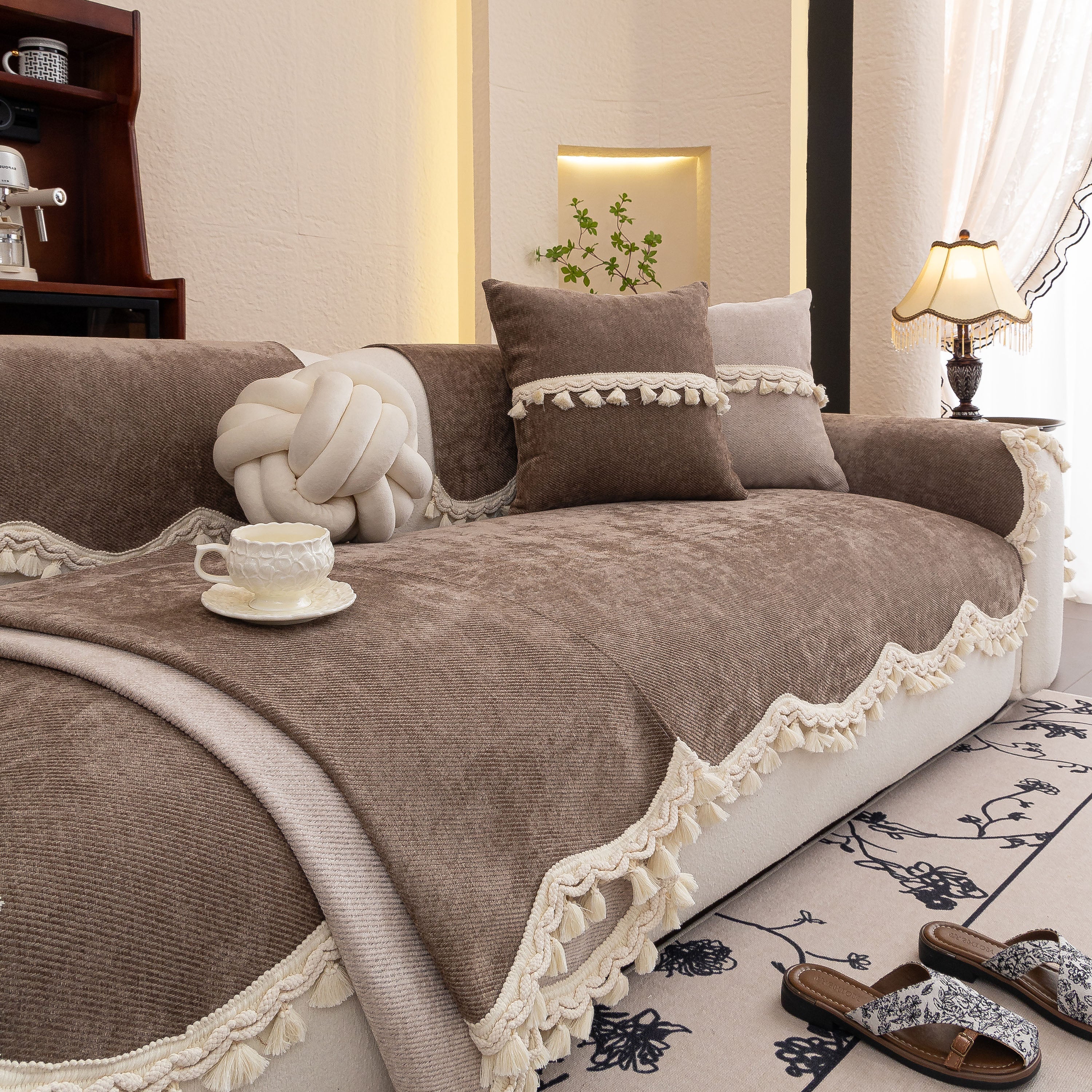 Chenille Sofa Cover Towel – Non-Slip, Washable Pets Couch Protector with Tassels - Image 74
