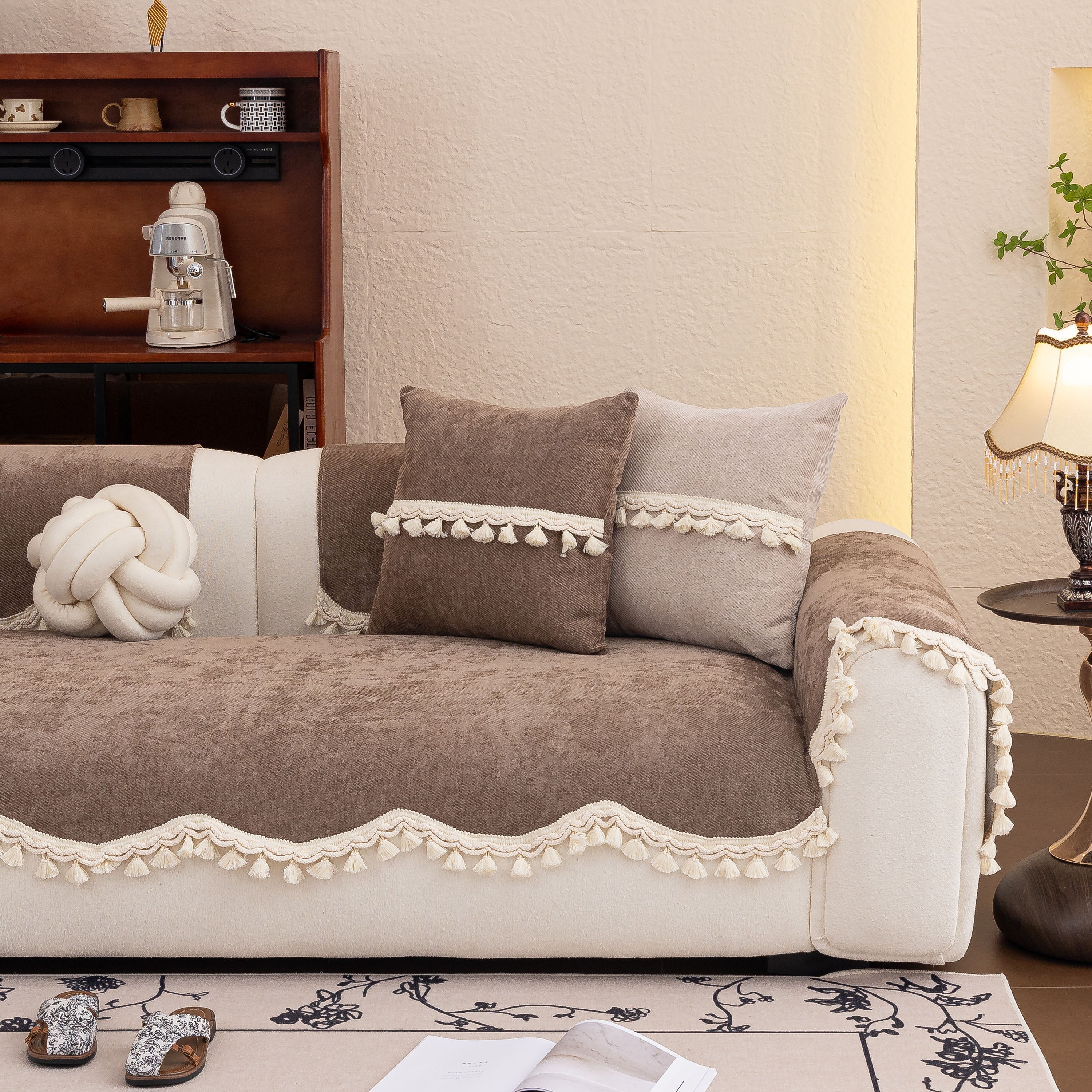 Chenille Sofa Cover Towel – Non-Slip, Washable Pets Couch Protector with Tassels - Image 86
