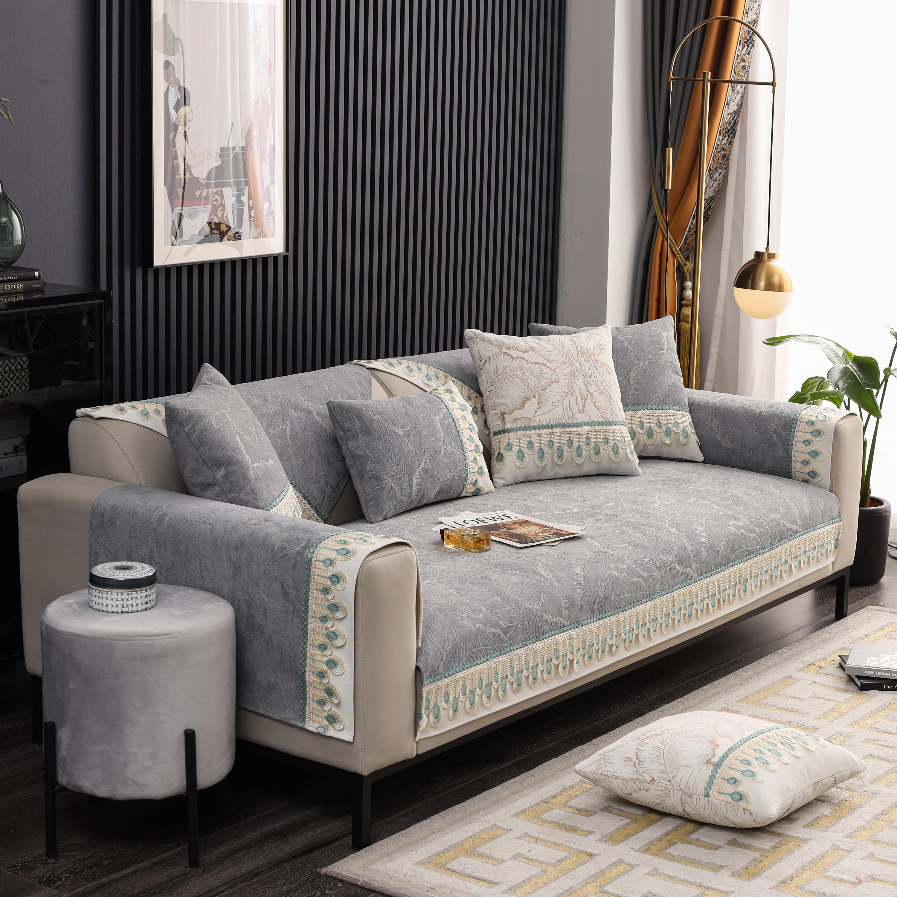 Chenille Sofa Slipcover, Non Slip Couch Seat Covers, Quilted Sofa Mat, Furniture Protector for Dogs - Image 9