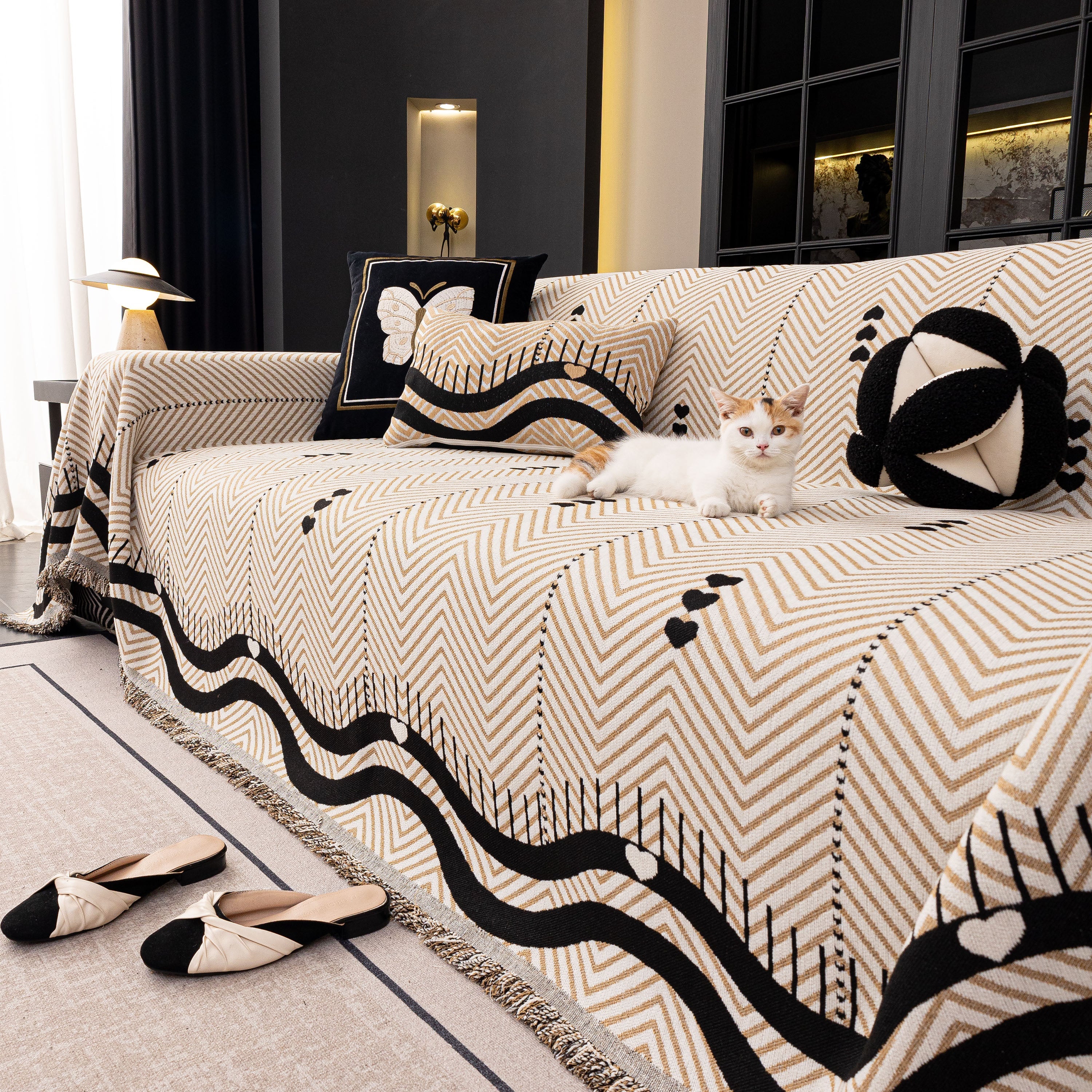 Chenille Sofa Throw Cover, Textured Chevron Decorative Couch Blanket for Living Room - Image 15