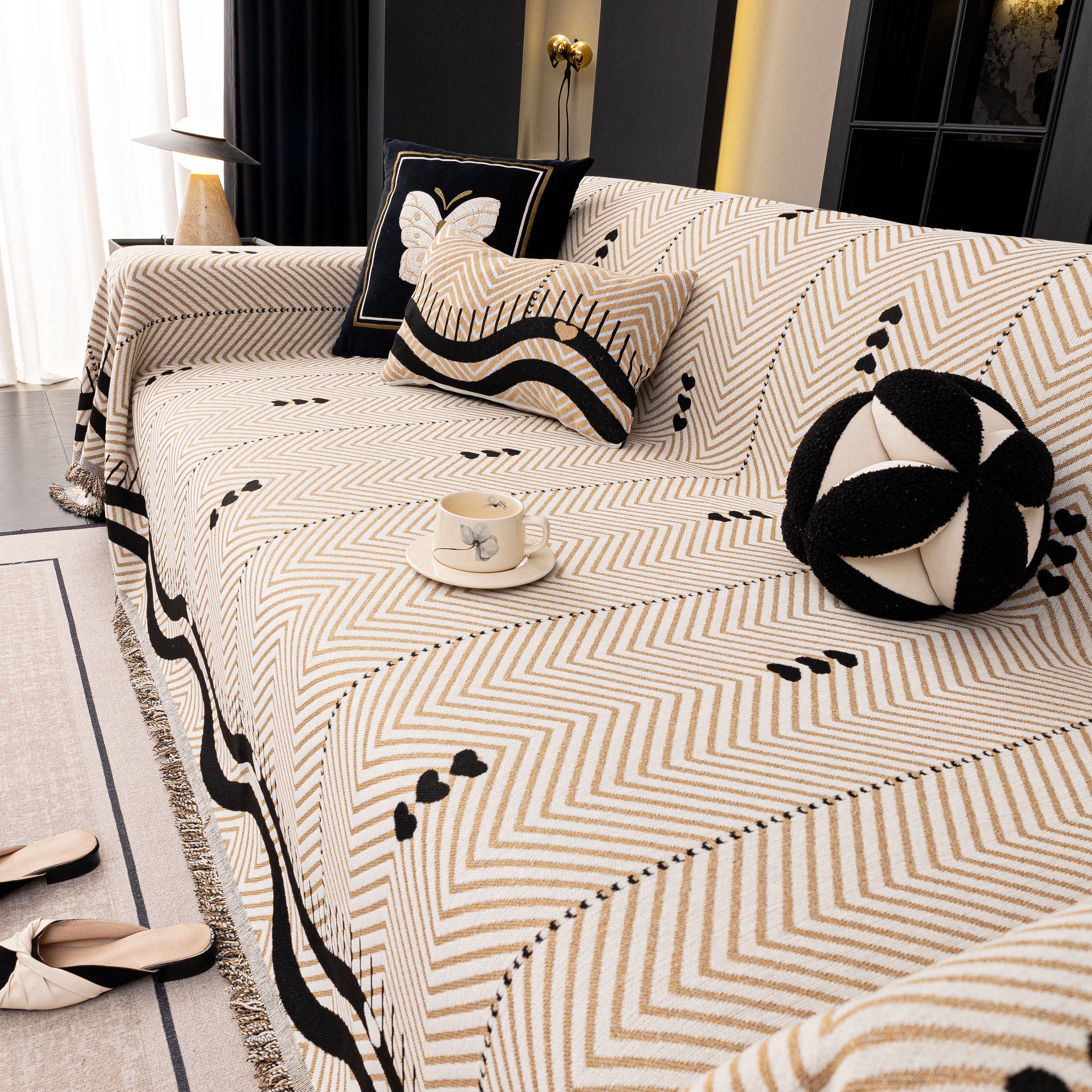Chenille Sofa Throw Cover, Textured Chevron Decorative Couch Blanket for Living Room - Image 16