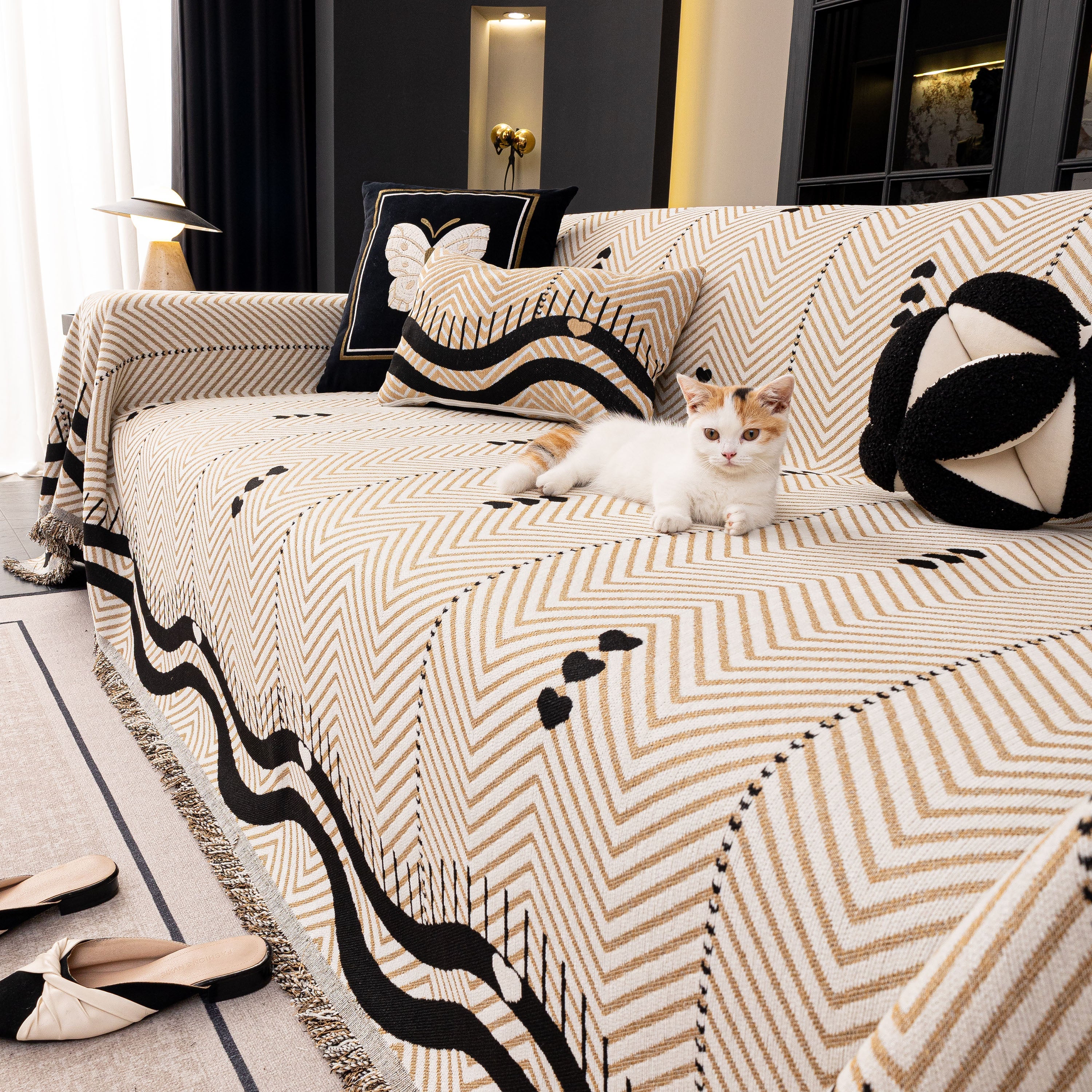 Chenille Sofa Throw Cover, Textured Chevron Decorative Couch Blanket for Living Room - Image 17