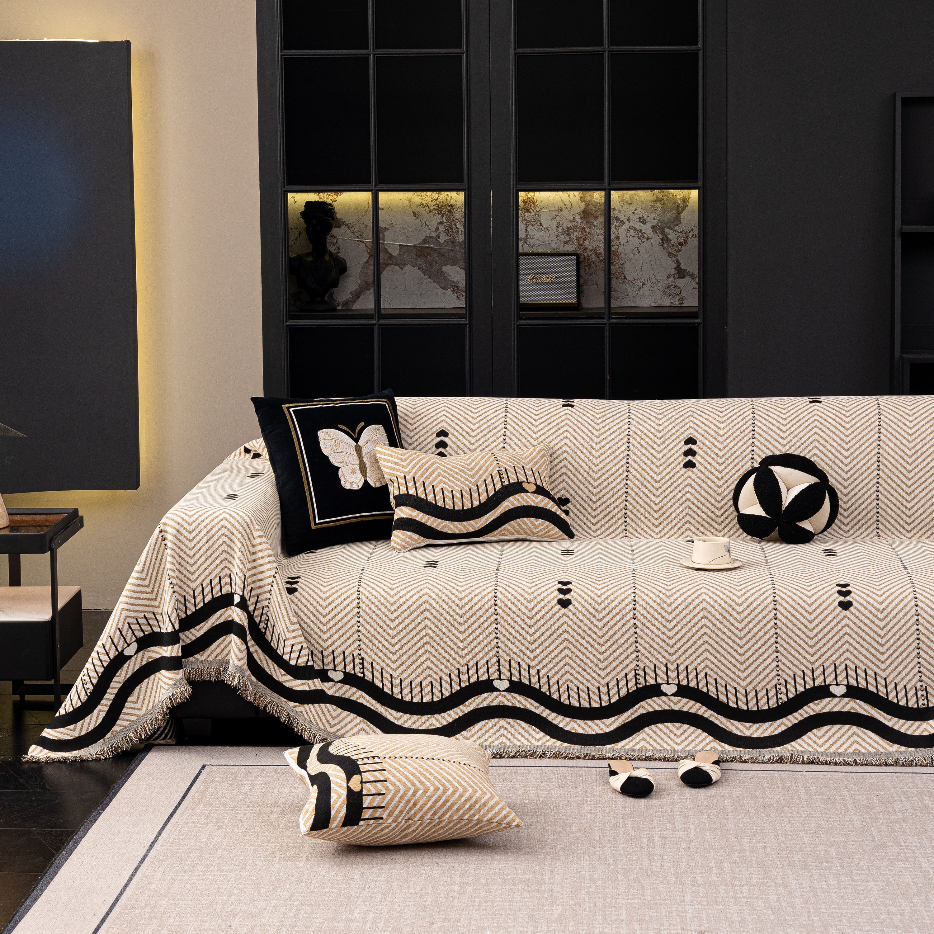 Chenille Sofa Throw Cover, Textured Chevron Decorative Couch Blanket for Living Room - Image 19
