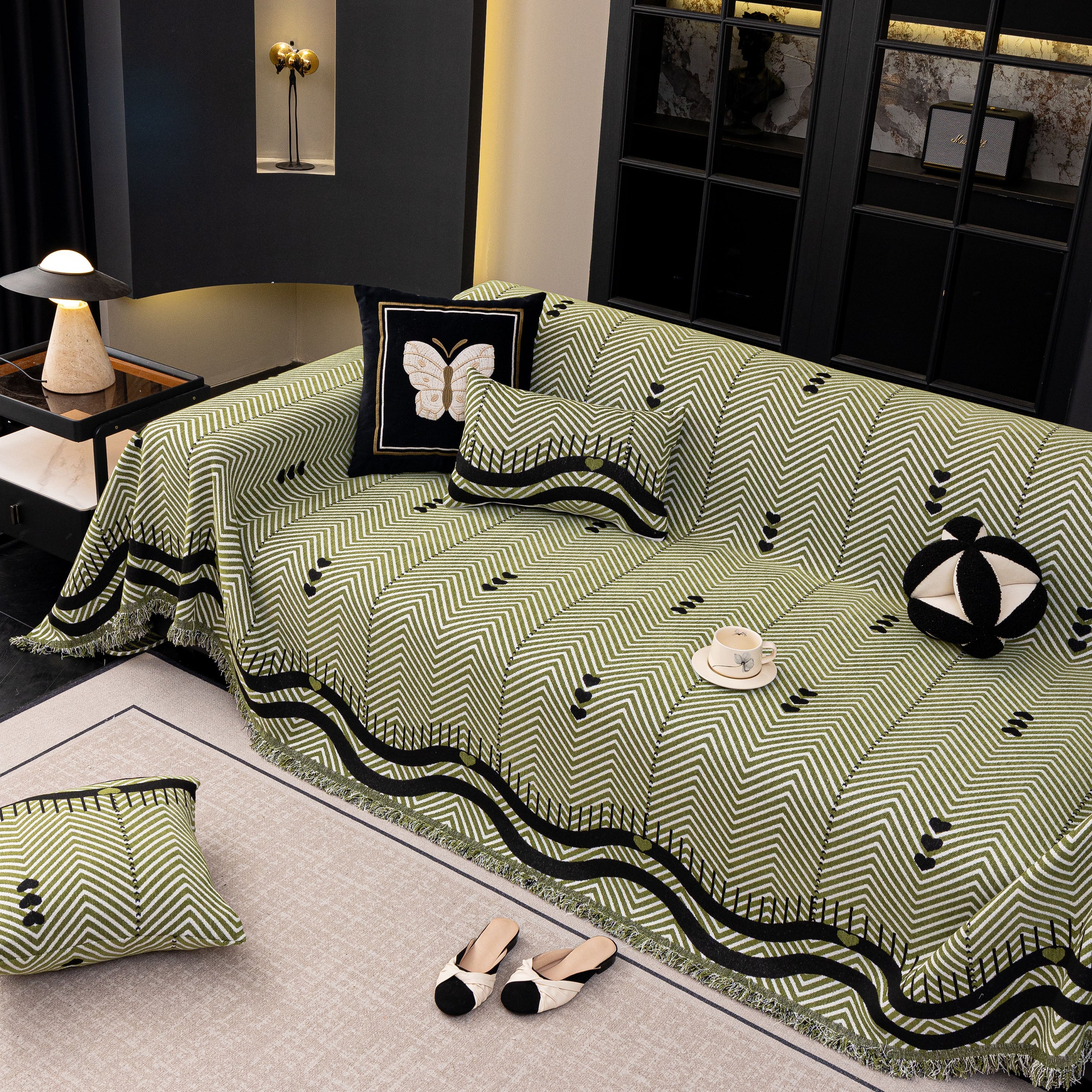 Chenille Sofa Throw Cover, Textured Chevron Decorative Couch Blanket for Living Room - Image 24