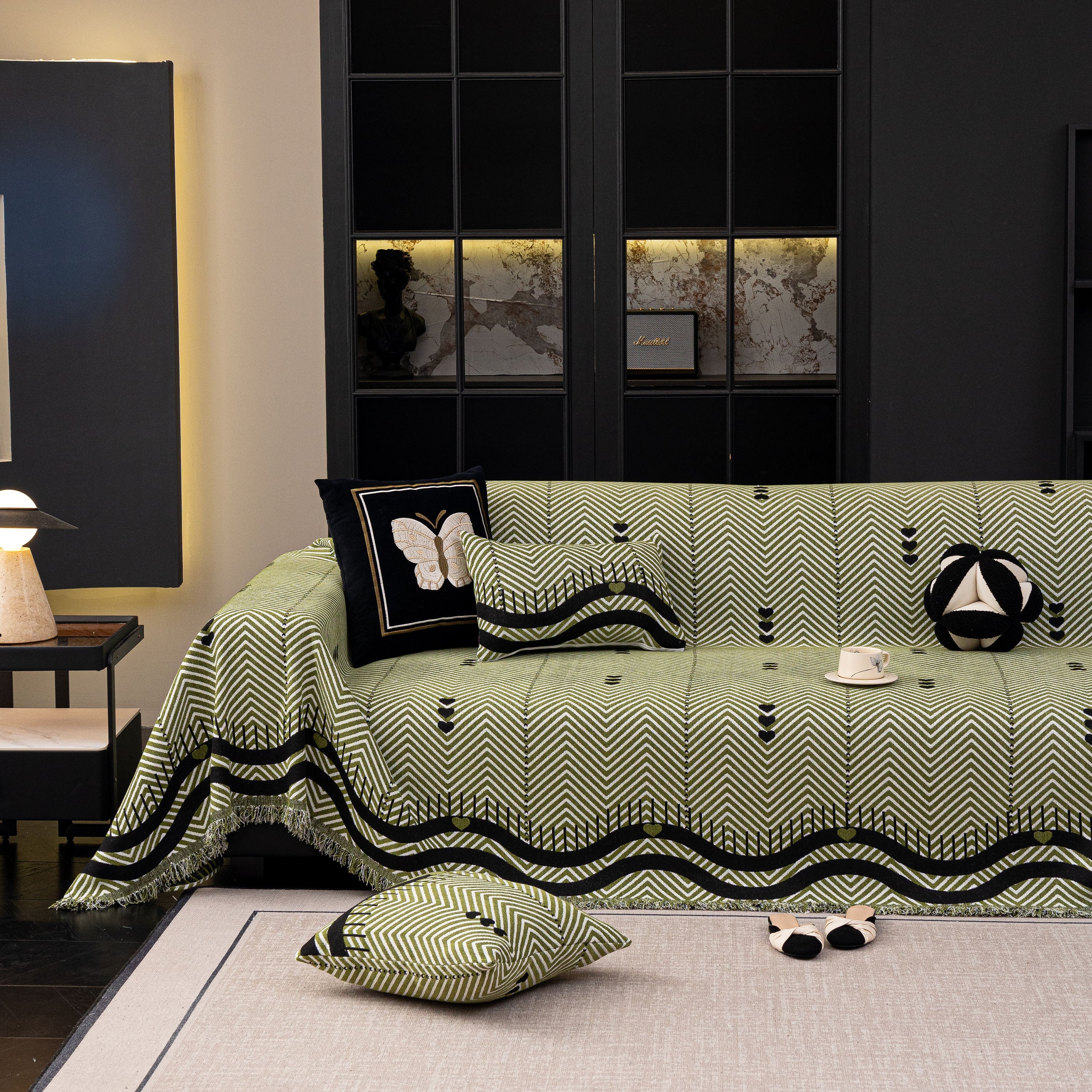 Chenille Sofa Throw Cover, Textured Chevron Decorative Couch Blanket for Living Room - Image 25