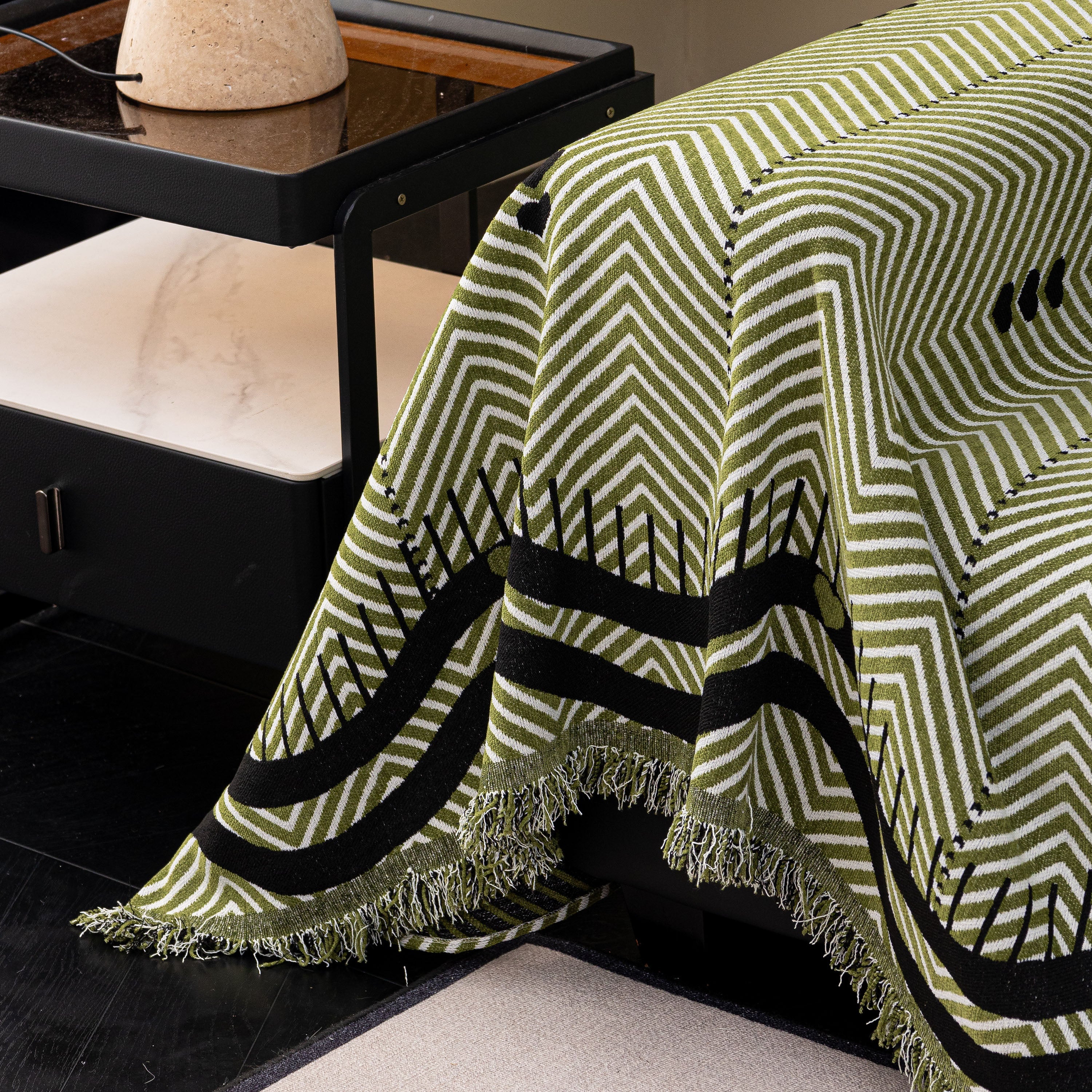 Chenille Sofa Throw Cover, Textured Chevron Decorative Couch Blanket for Living Room - Image 26