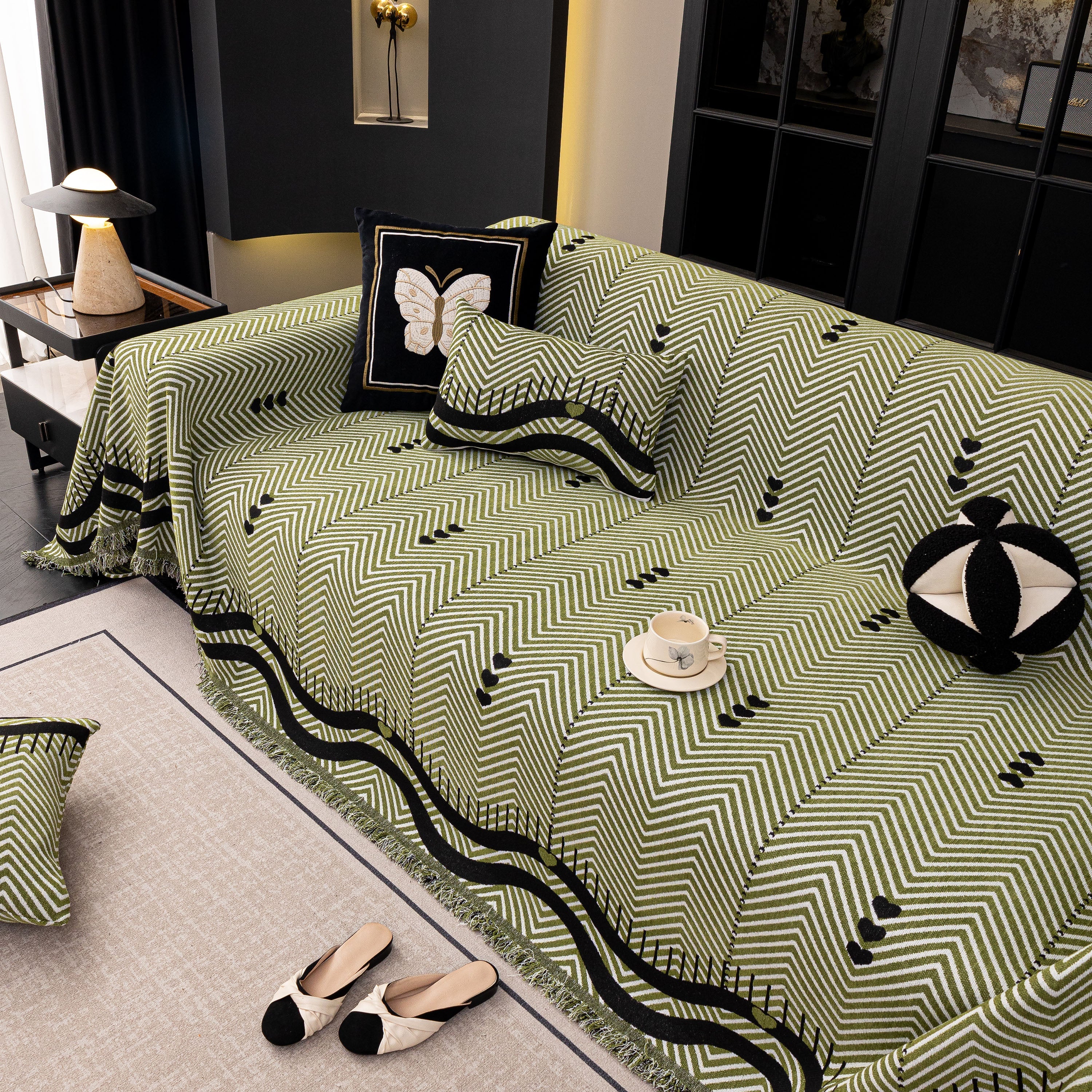 Chenille Sofa Throw Cover, Textured Chevron Decorative Couch Blanket for Living Room - Image 29