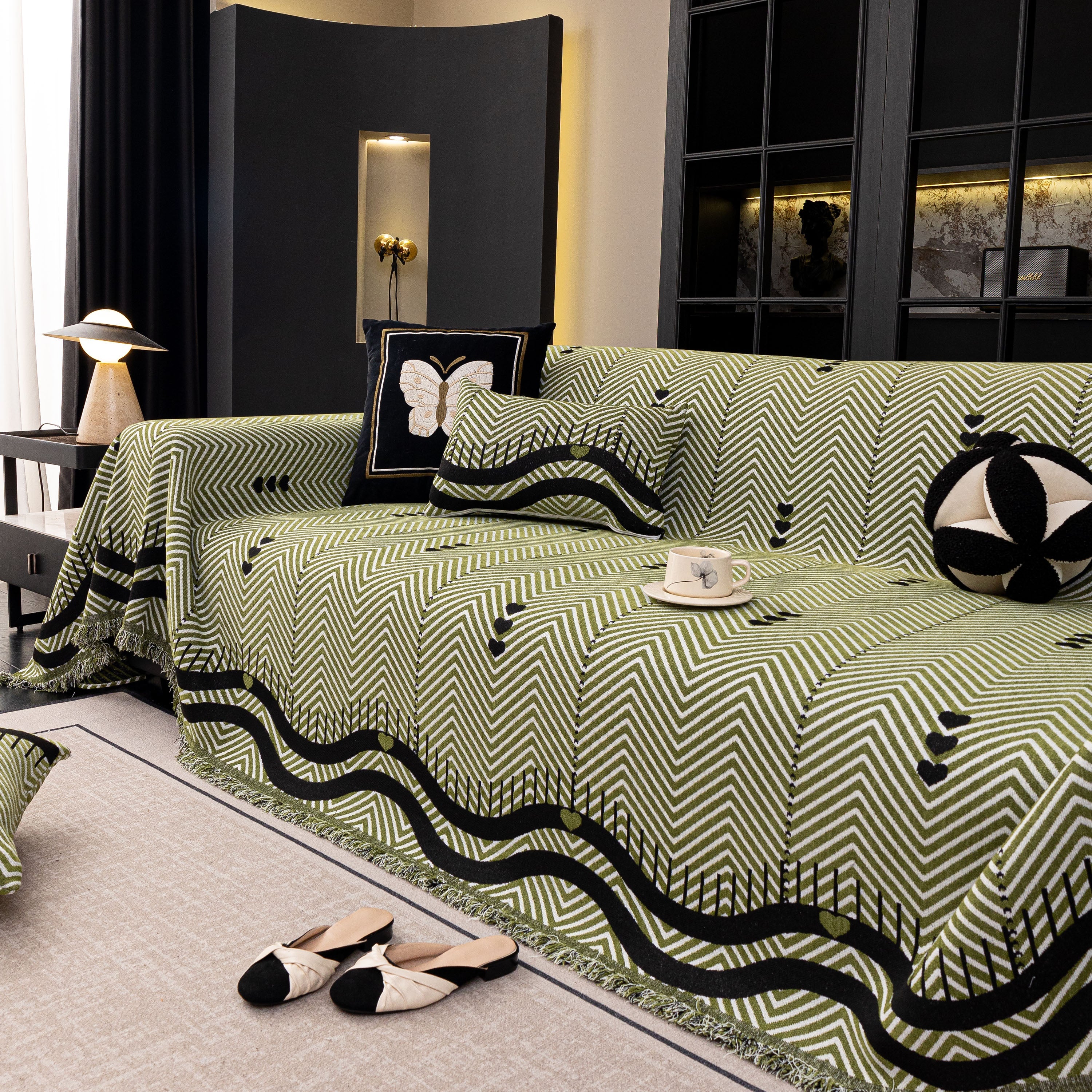 Chenille Sofa Throw Cover, Textured Chevron Decorative Couch Blanket for Living Room - Image 30