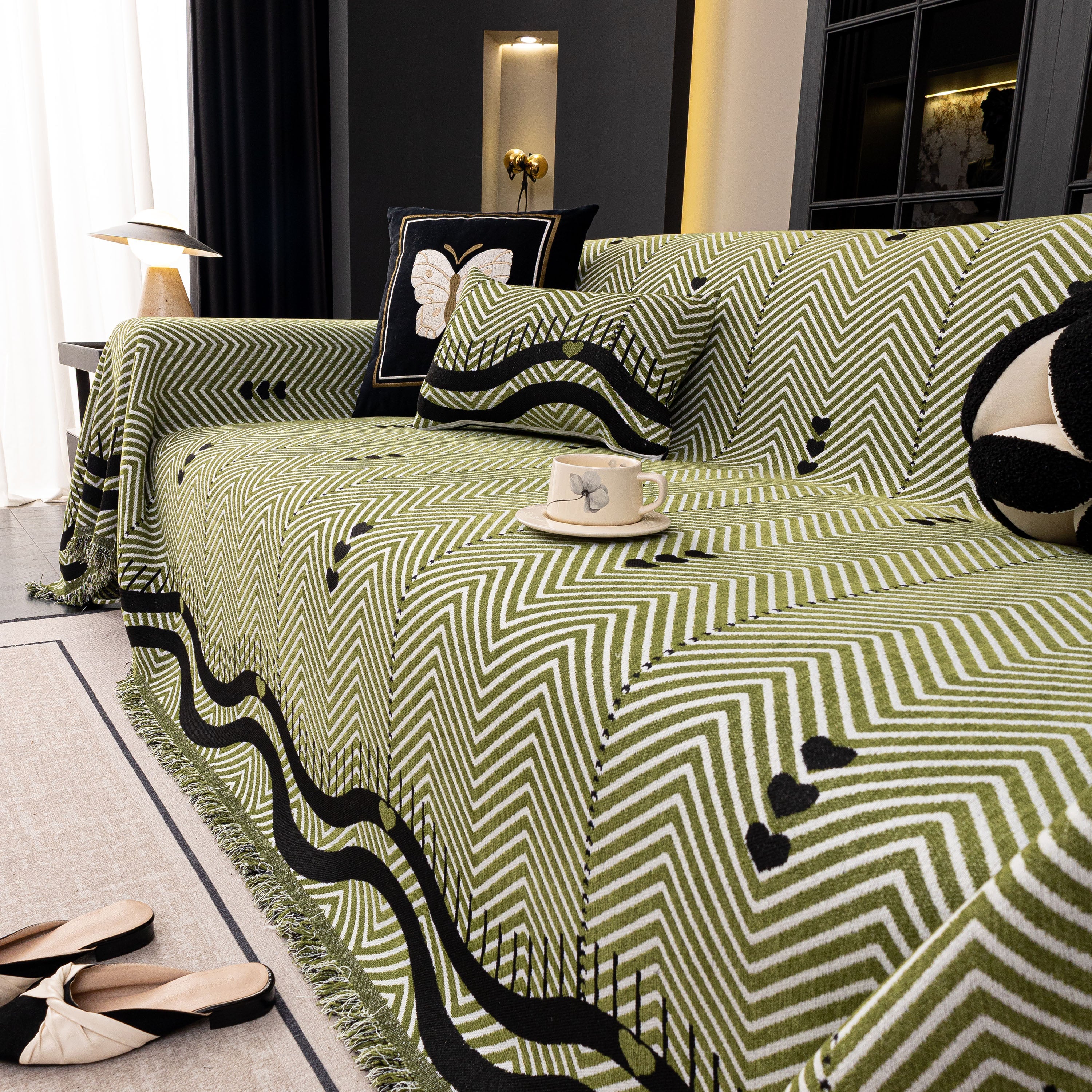 Chenille Sofa Throw Cover, Textured Chevron Decorative Couch Blanket for Living Room - Image 31