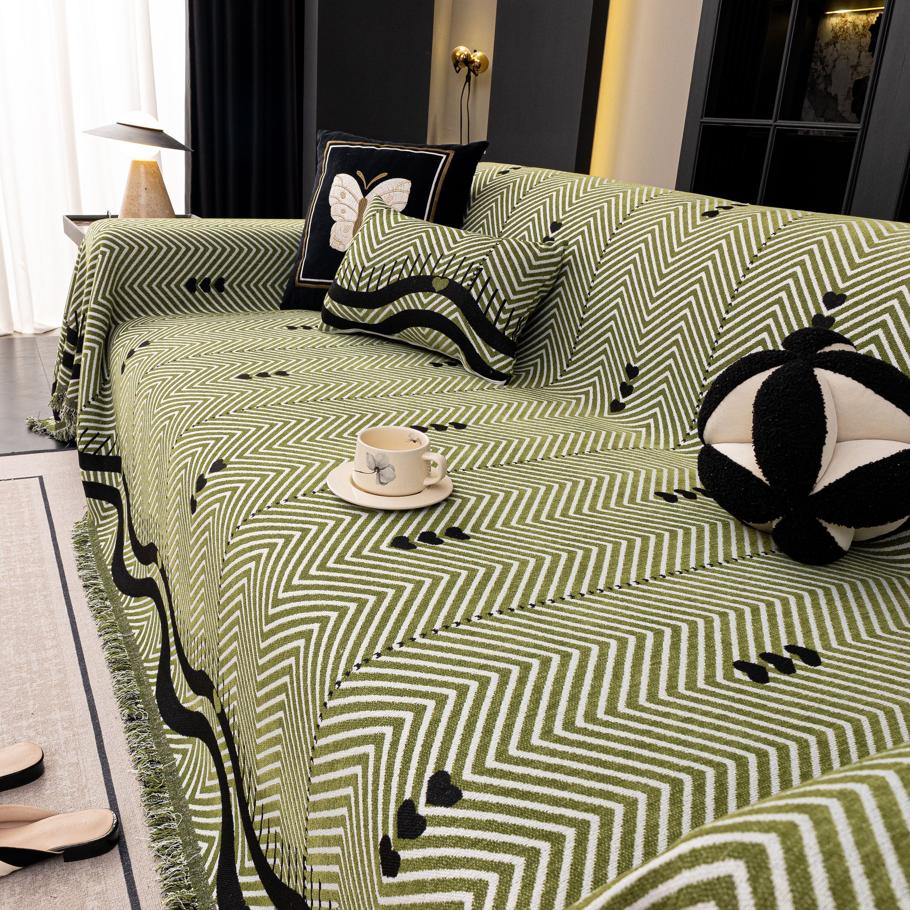 Chenille Sofa Throw Cover, Textured Chevron Decorative Couch Blanket for Living Room - Image 33
