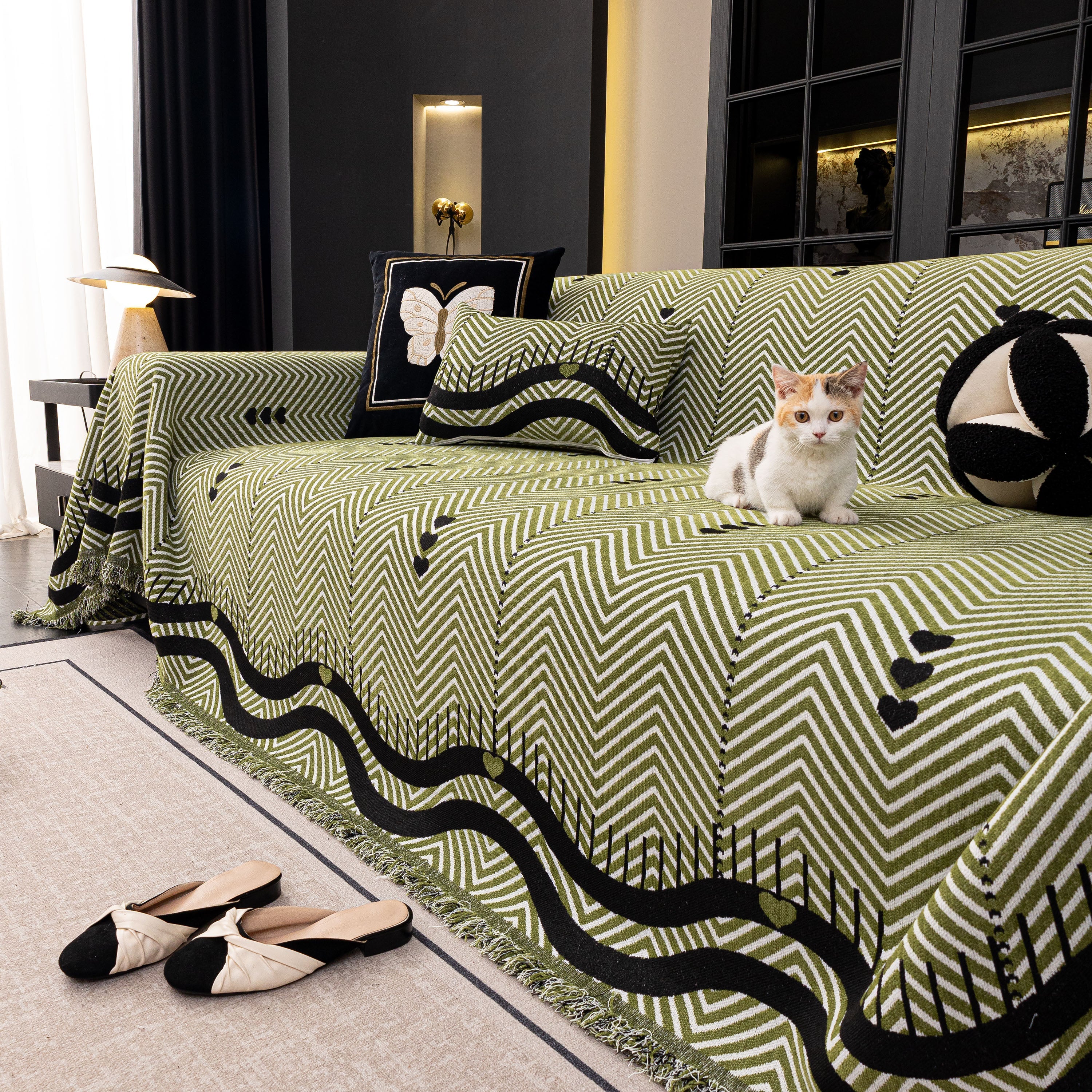 Chenille Sofa Throw Cover, Textured Chevron Decorative Couch Blanket for Living Room - Image 34