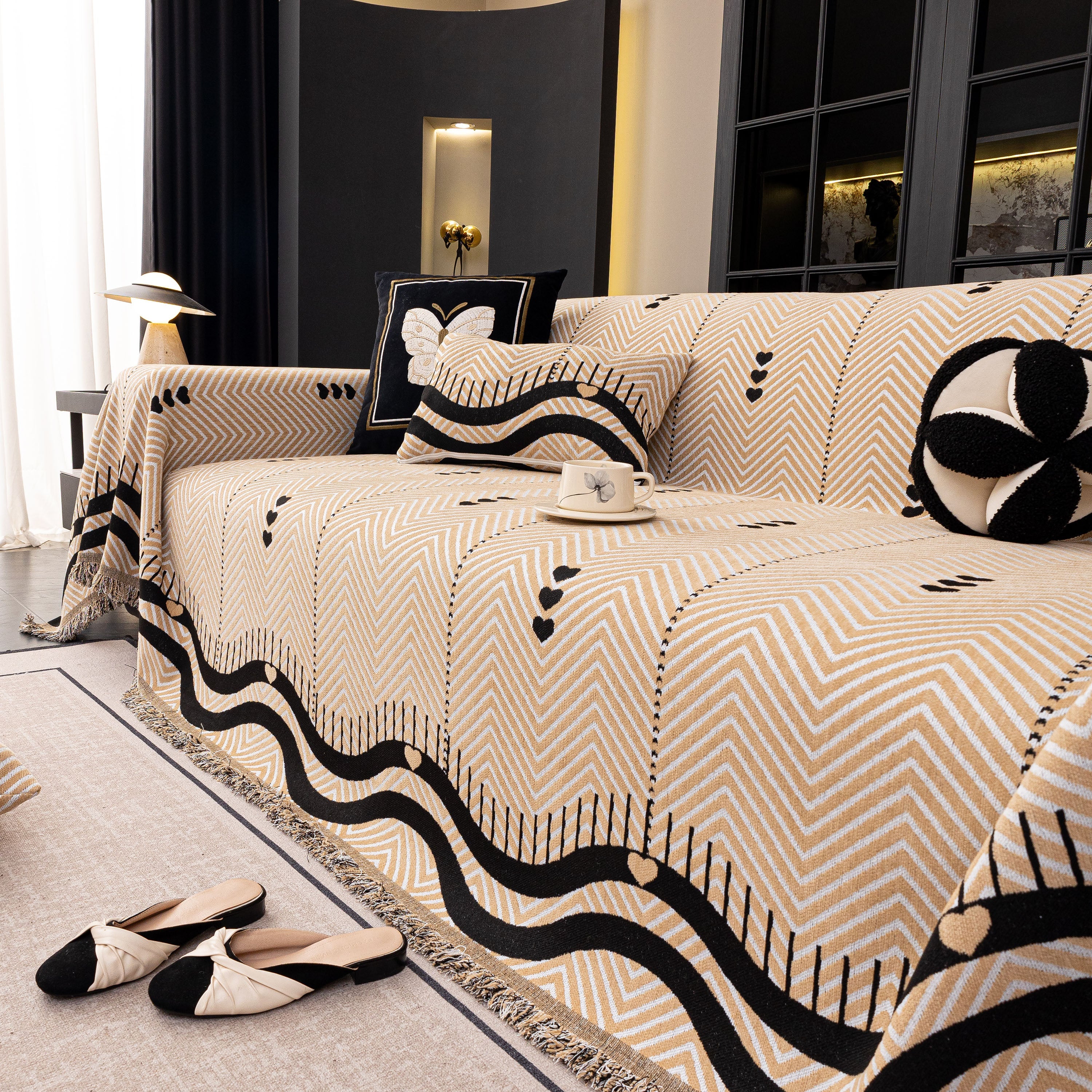 Chenille Sofa Throw Cover, Textured Chevron Decorative Couch Blanket for Living Room - Image 39