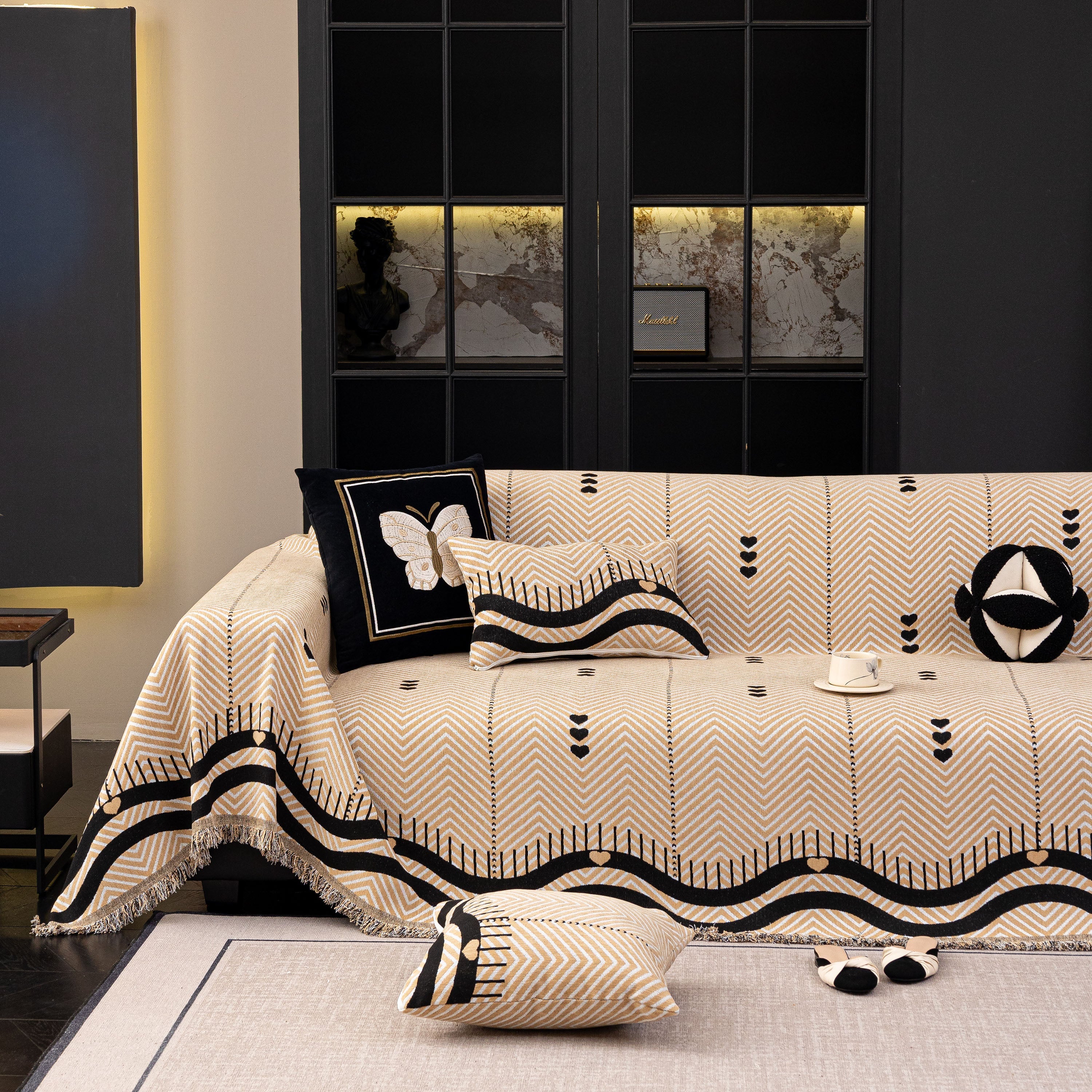 Chenille Sofa Throw Cover, Textured Chevron Decorative Couch Blanket for Living Room - Image 40