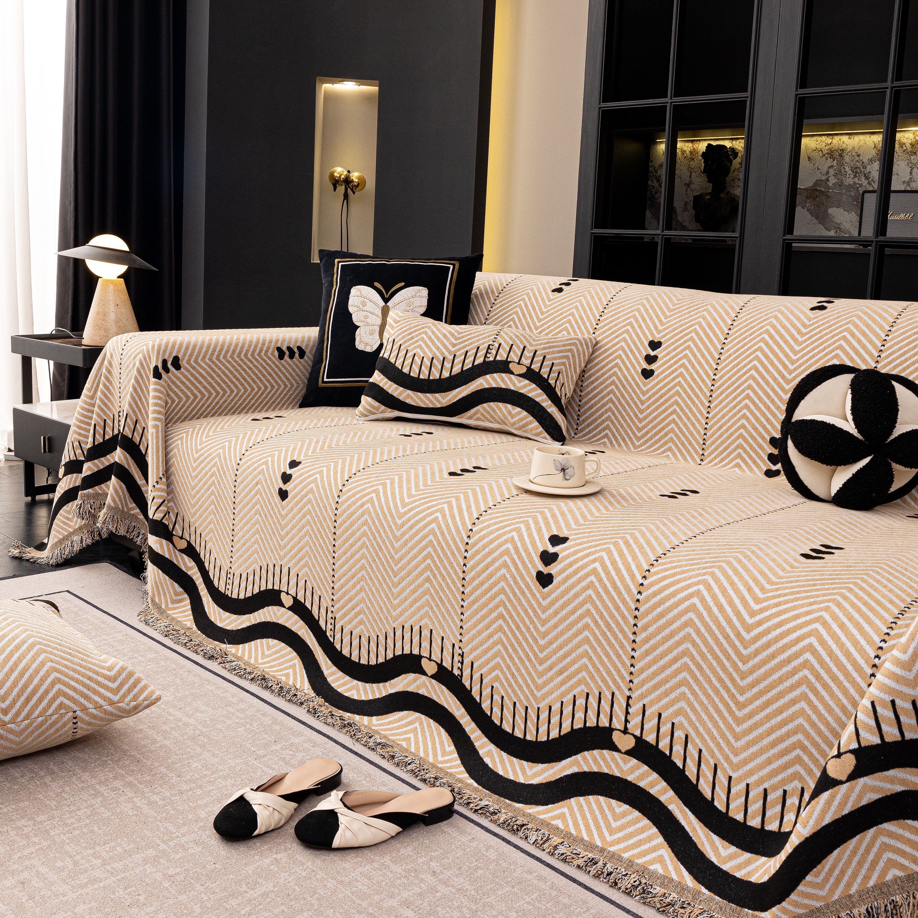 Chenille Sofa Throw Cover, Textured Chevron Decorative Couch Blanket for Living Room - Image 42