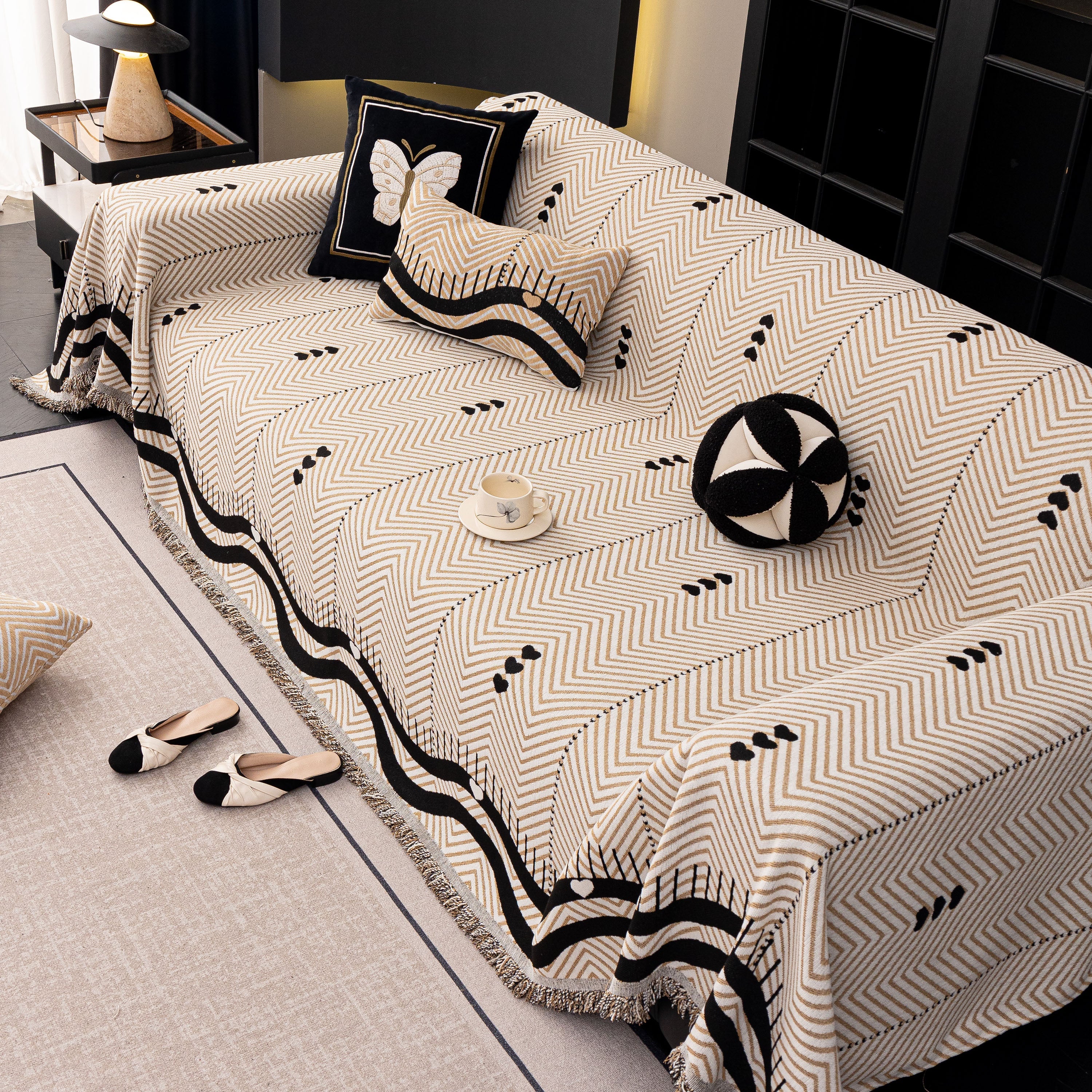 Chenille Sofa Throw Cover, Textured Chevron Decorative Couch Blanket for Living Room - Image 5