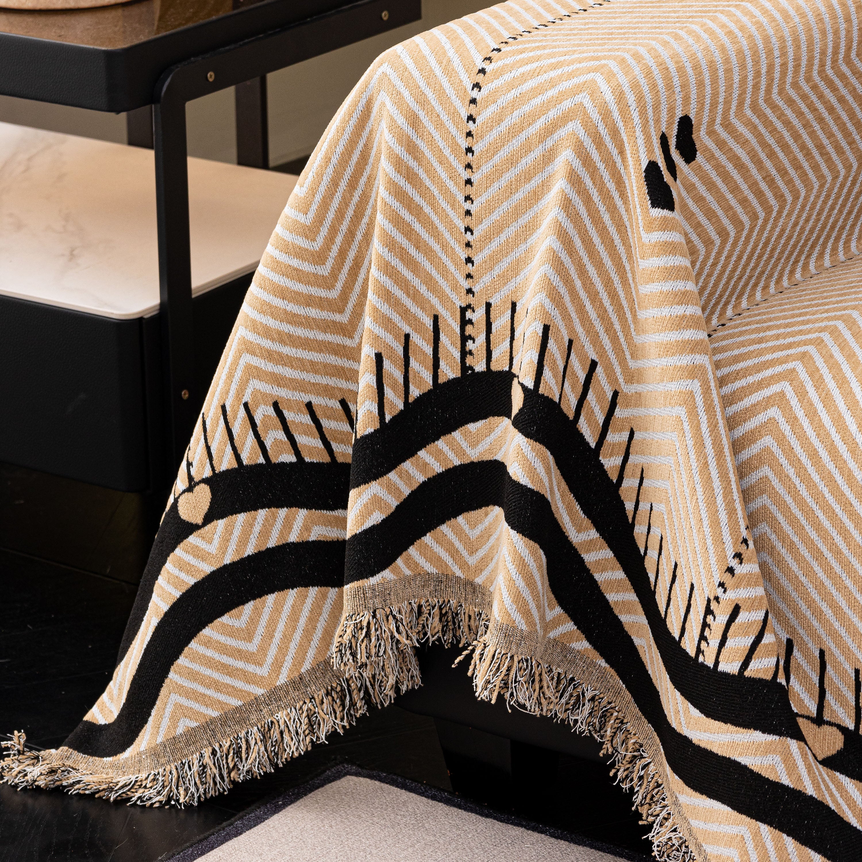Chenille Sofa Throw Cover, Textured Chevron Decorative Couch Blanket for Living Room - Image 51