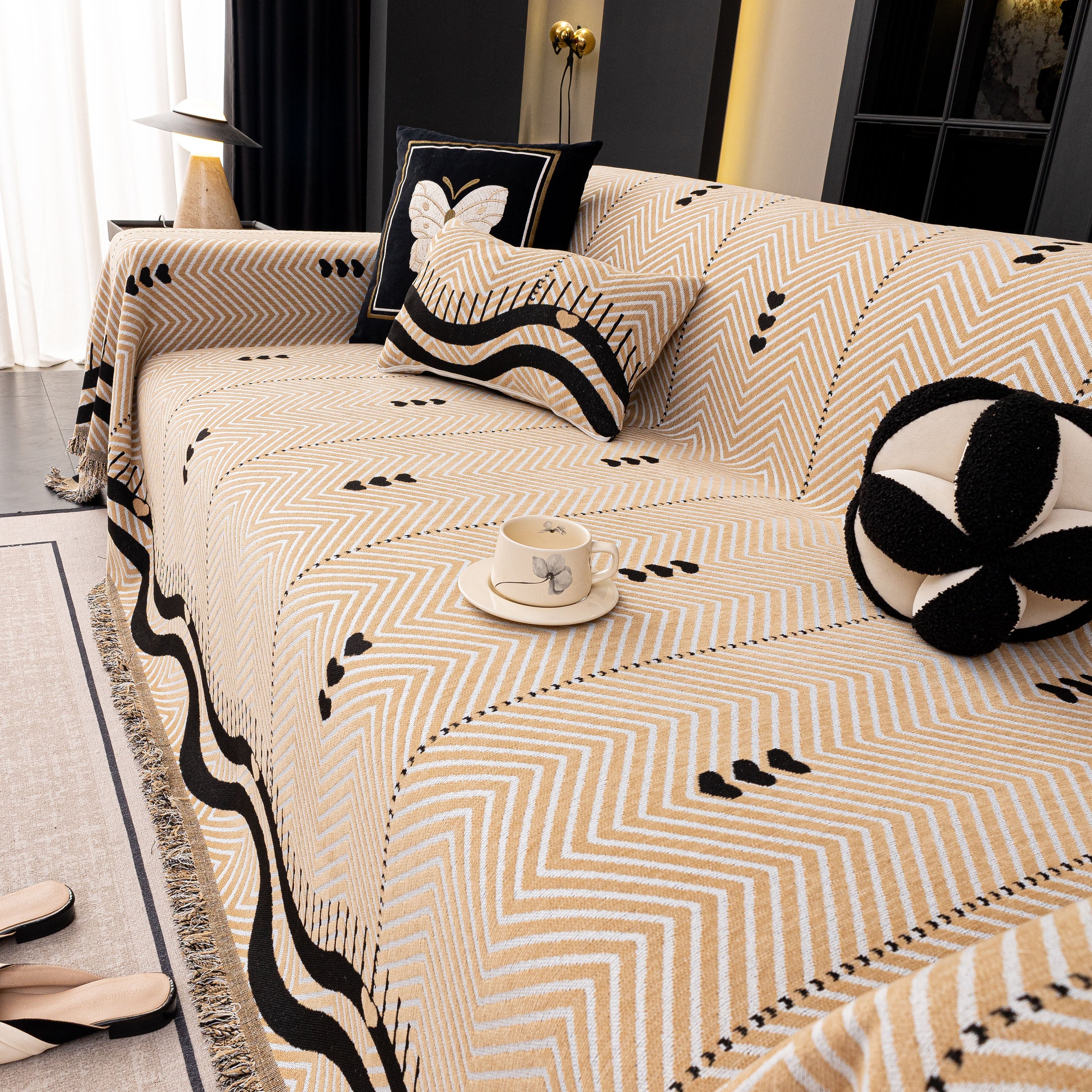 Chenille Sofa Throw Cover, Textured Chevron Decorative Couch Blanket for Living Room - Image 53