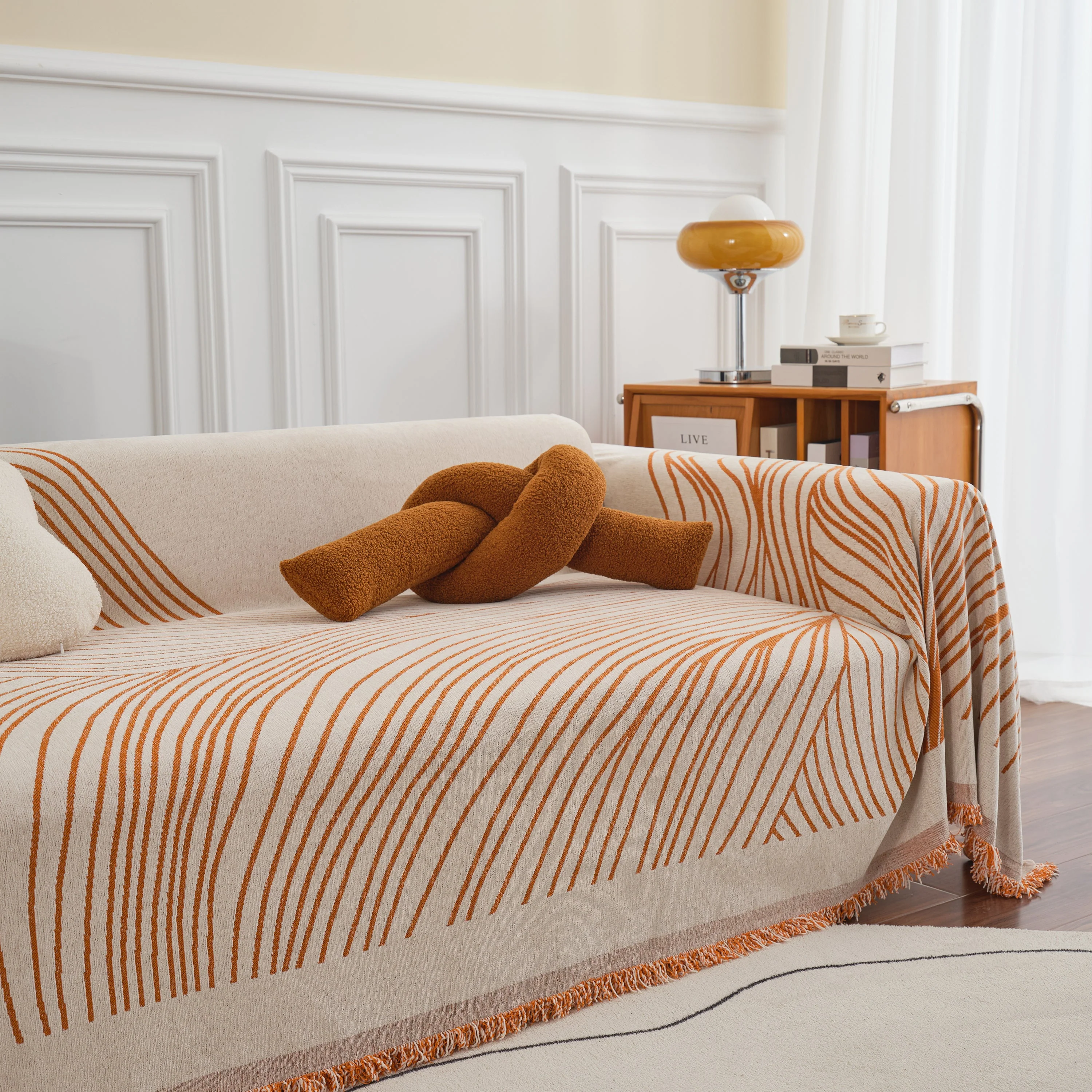 Chenille Striped Sofa Throw Blanket, Furniture Throw Covers Living Room Couch Cover - Image 10