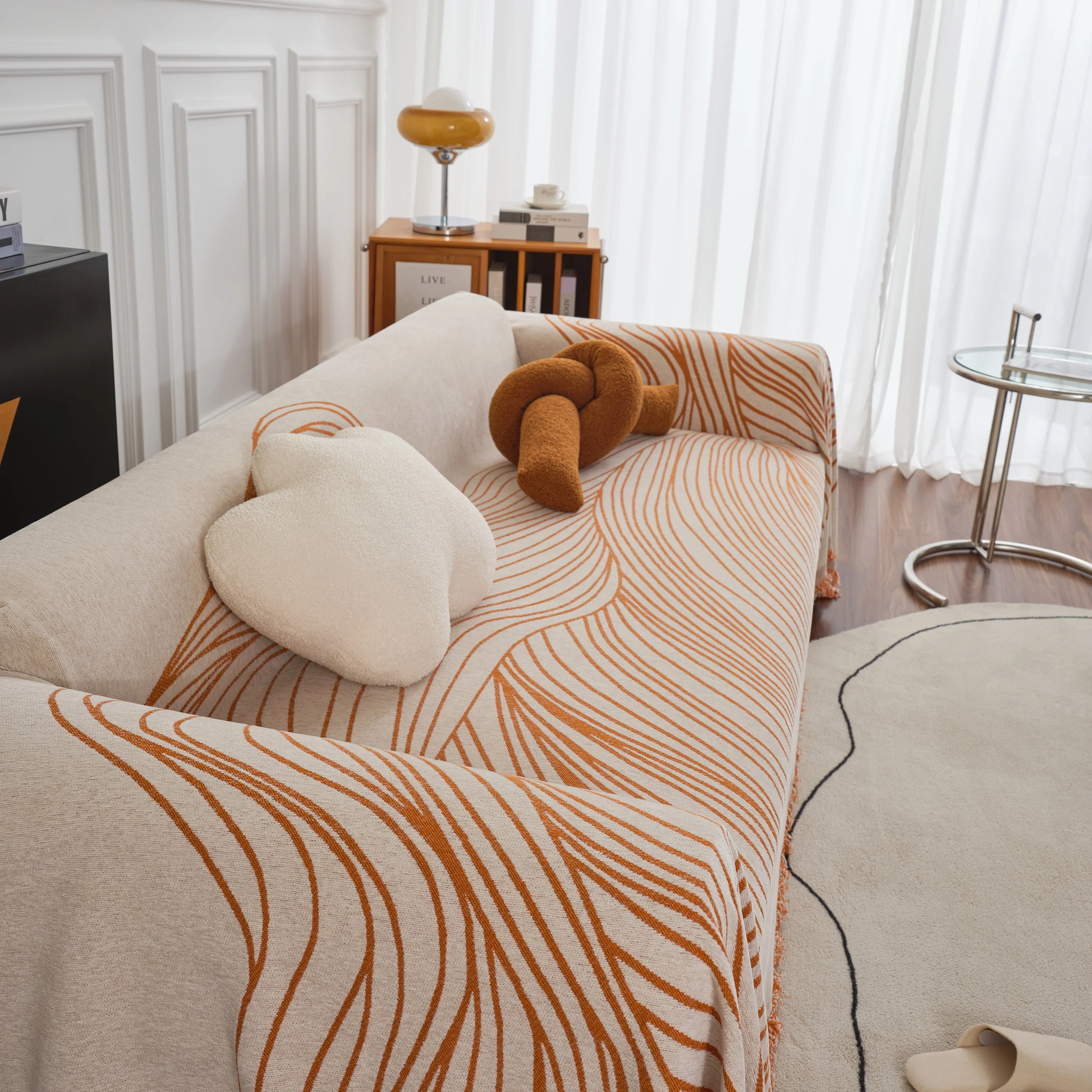 Chenille Striped Sofa Throw Blanket, Furniture Throw Covers Living Room Couch Cover - Image 12