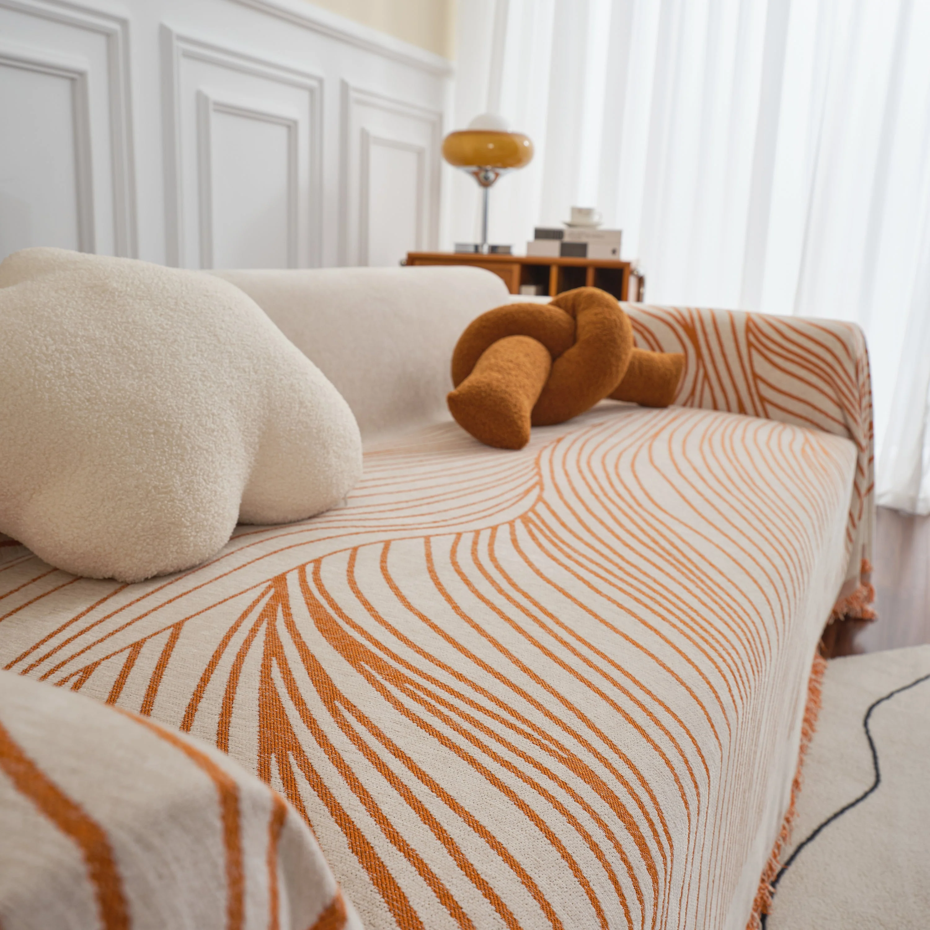 Chenille Striped Sofa Throw Blanket, Furniture Throw Covers Living Room Couch Cover - Image 13