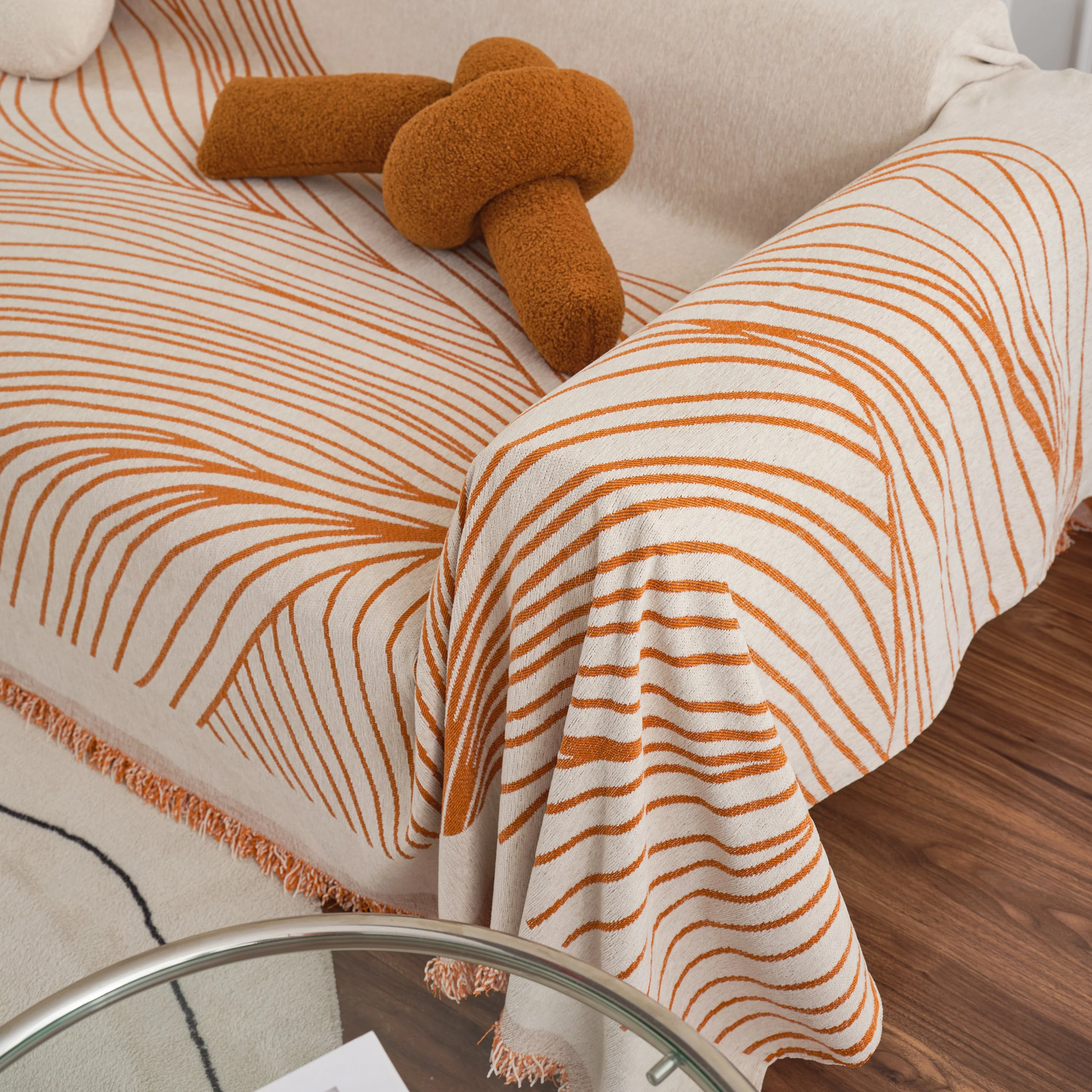 Chenille Striped Sofa Throw Blanket, Furniture Throw Covers Living Room Couch Cover - Image 14