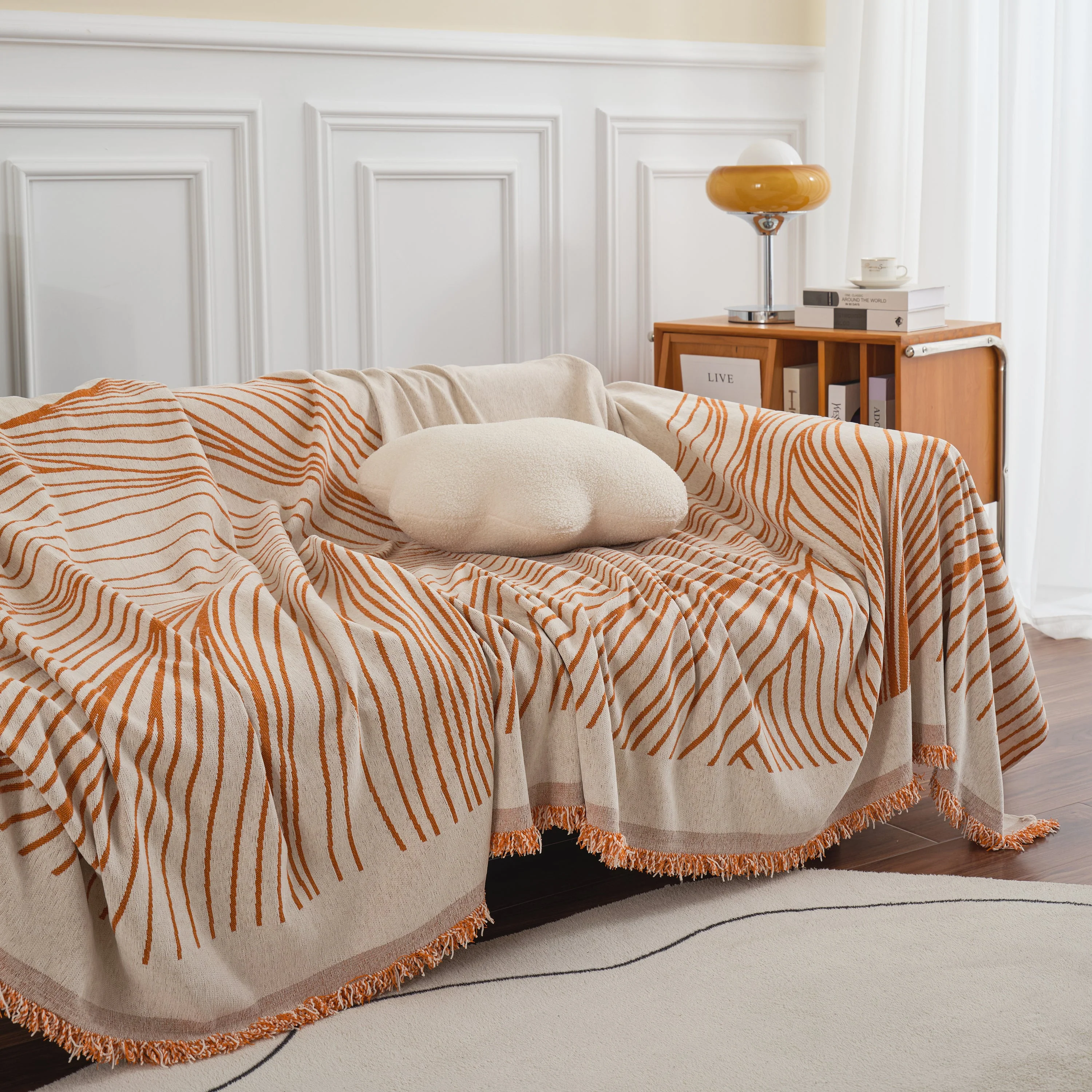 Chenille Striped Sofa Throw Blanket, Furniture Throw Covers Living Room Couch Cover - Image 15