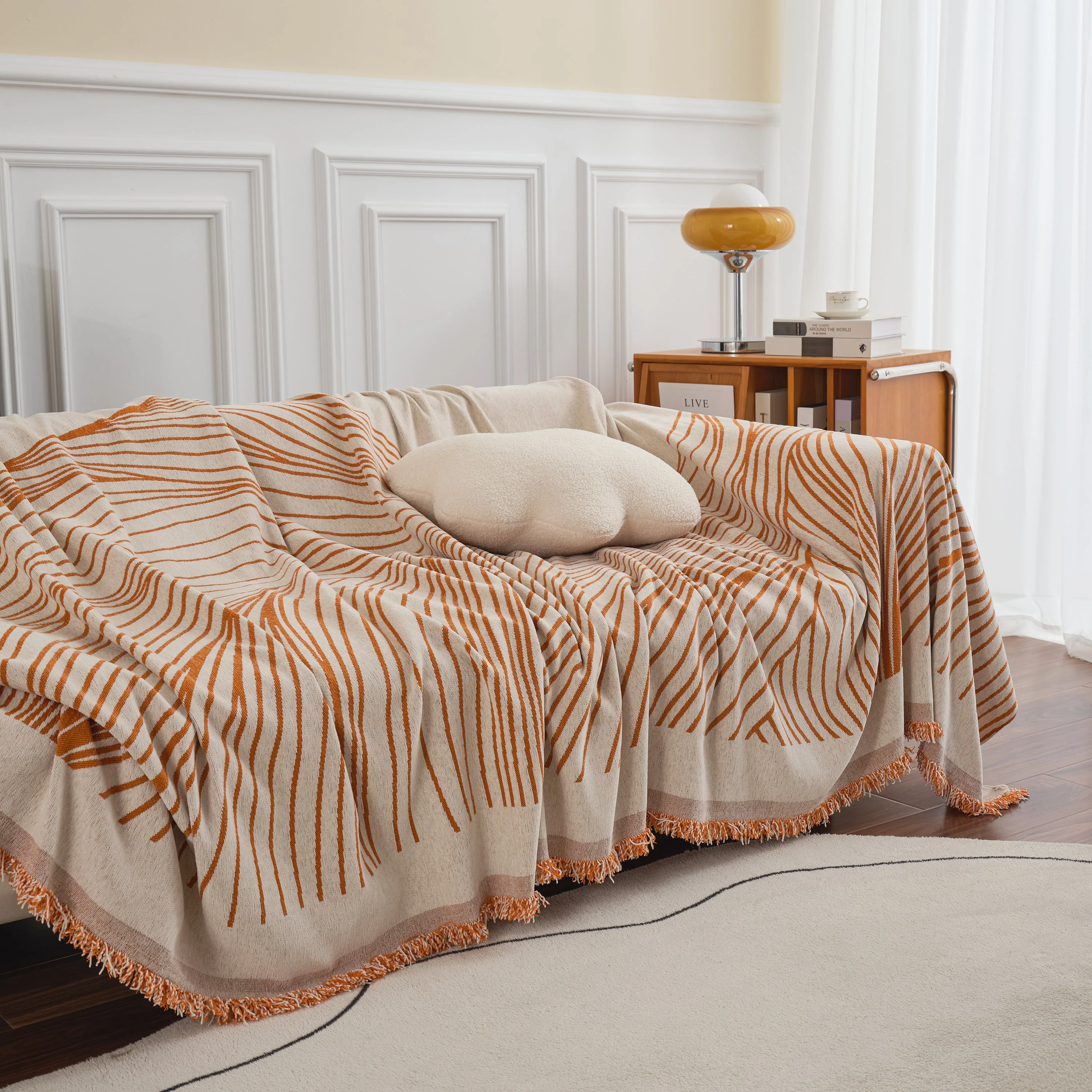 Chenille Striped Sofa Throw Blanket, Furniture Throw Covers Living Room Couch Cover - Image 16