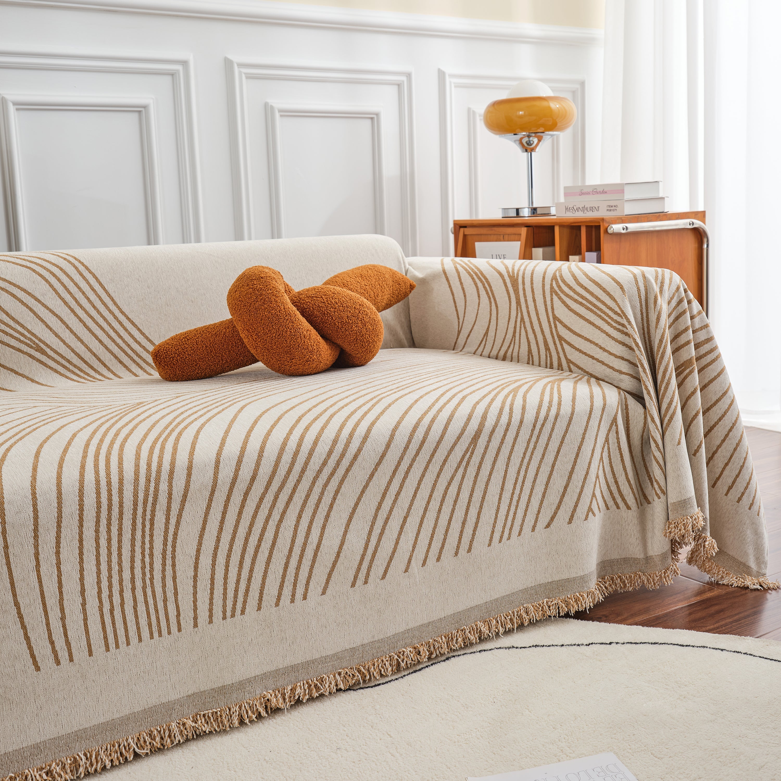 Chenille Striped Sofa Throw Blanket, Furniture Throw Covers Living Room Couch Cover - Image 47
