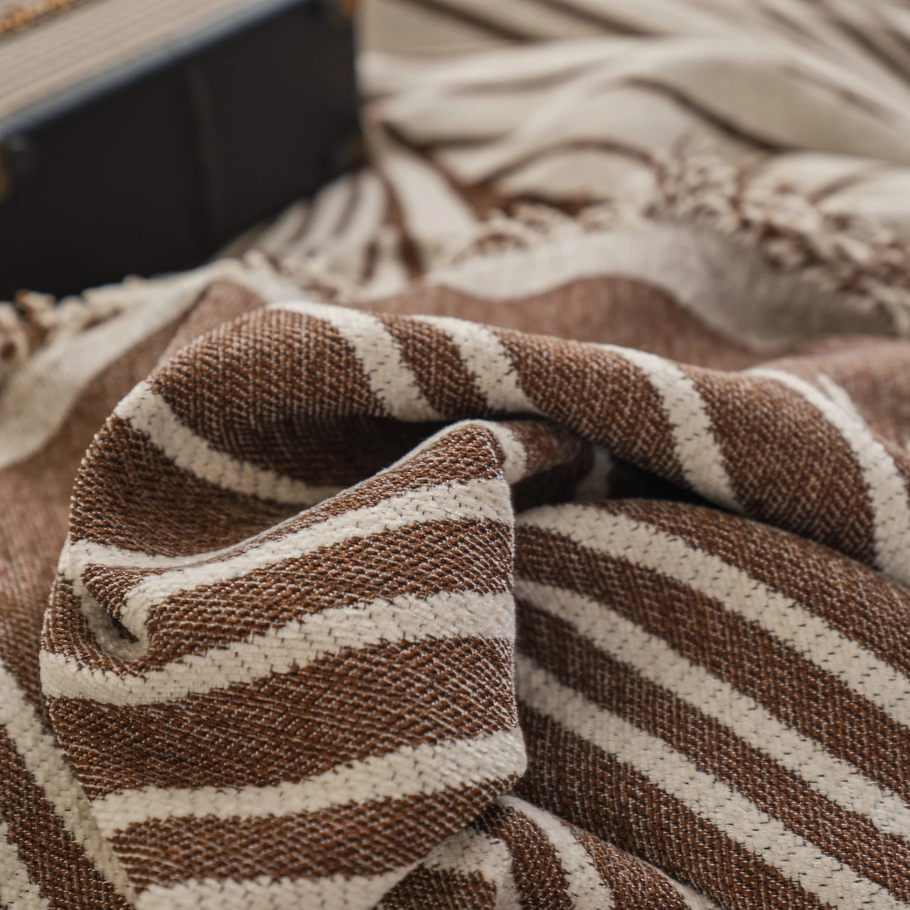 Chenille Striped Sofa Throw Blanket, Furniture Throw Covers Living Room Couch Cover - Image 72