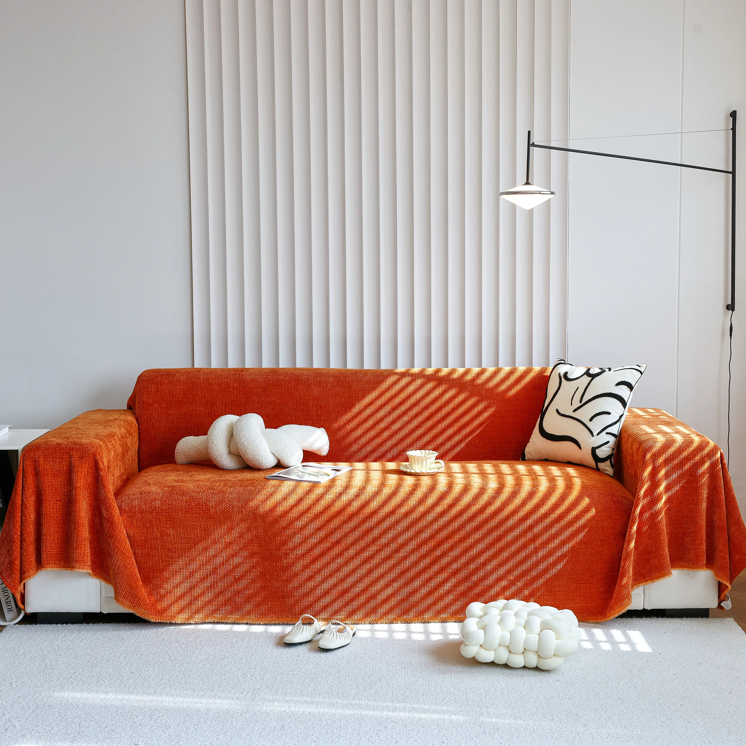 Chenille Thickened Solid Couch Blanket Throws, Reversible Couch Covers for Sectional Couches - Image 100