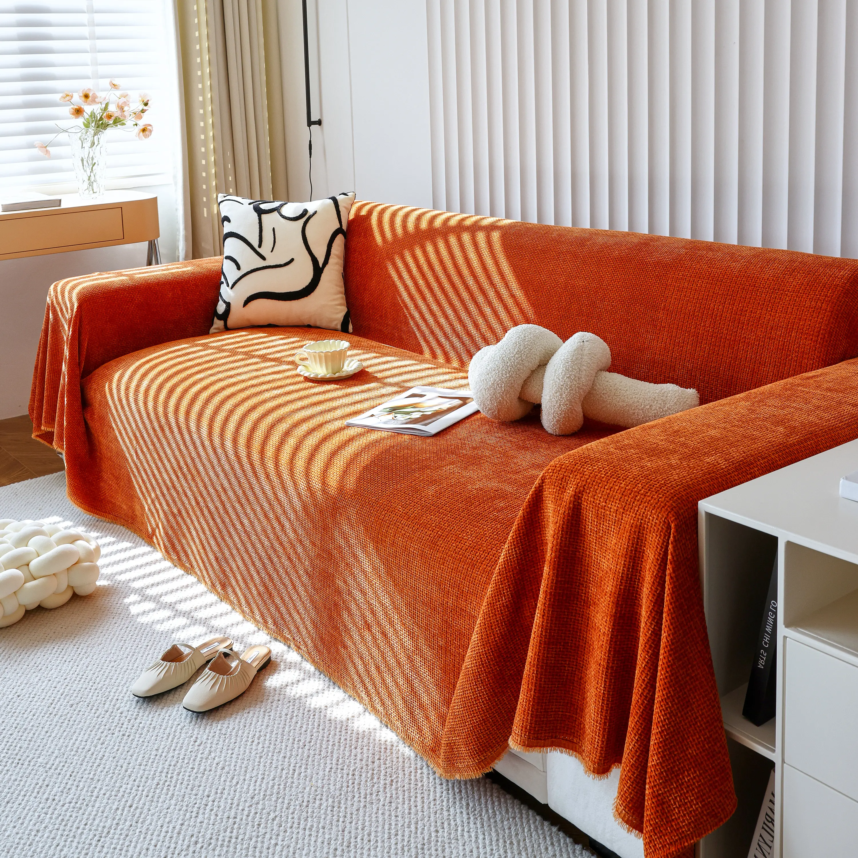 Chenille Thickened Solid Couch Blanket Throws, Reversible Couch Covers for Sectional Couches - Image 104