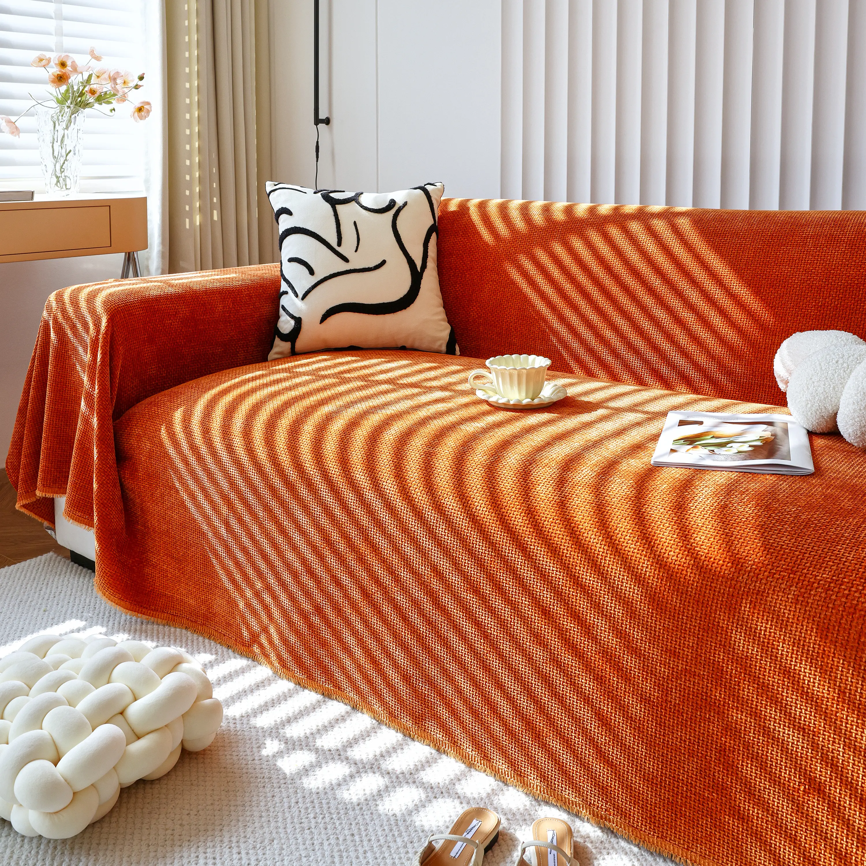 Chenille Thickened Solid Couch Blanket Throws, Reversible Couch Covers for Sectional Couches - Image 109