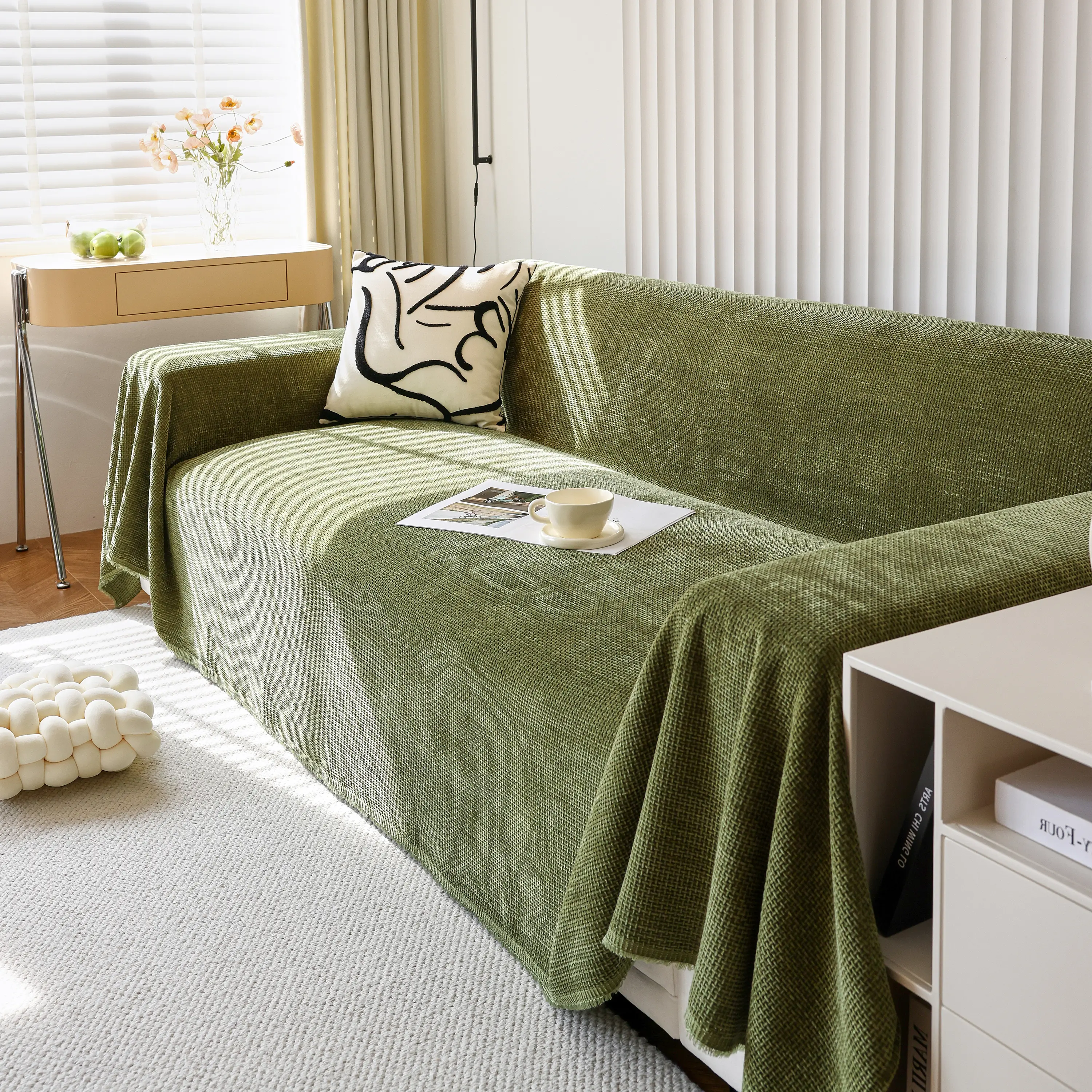 Chenille Thickened Solid Couch Blanket Throws, Reversible Couch Covers for Sectional Couches - Image 11
