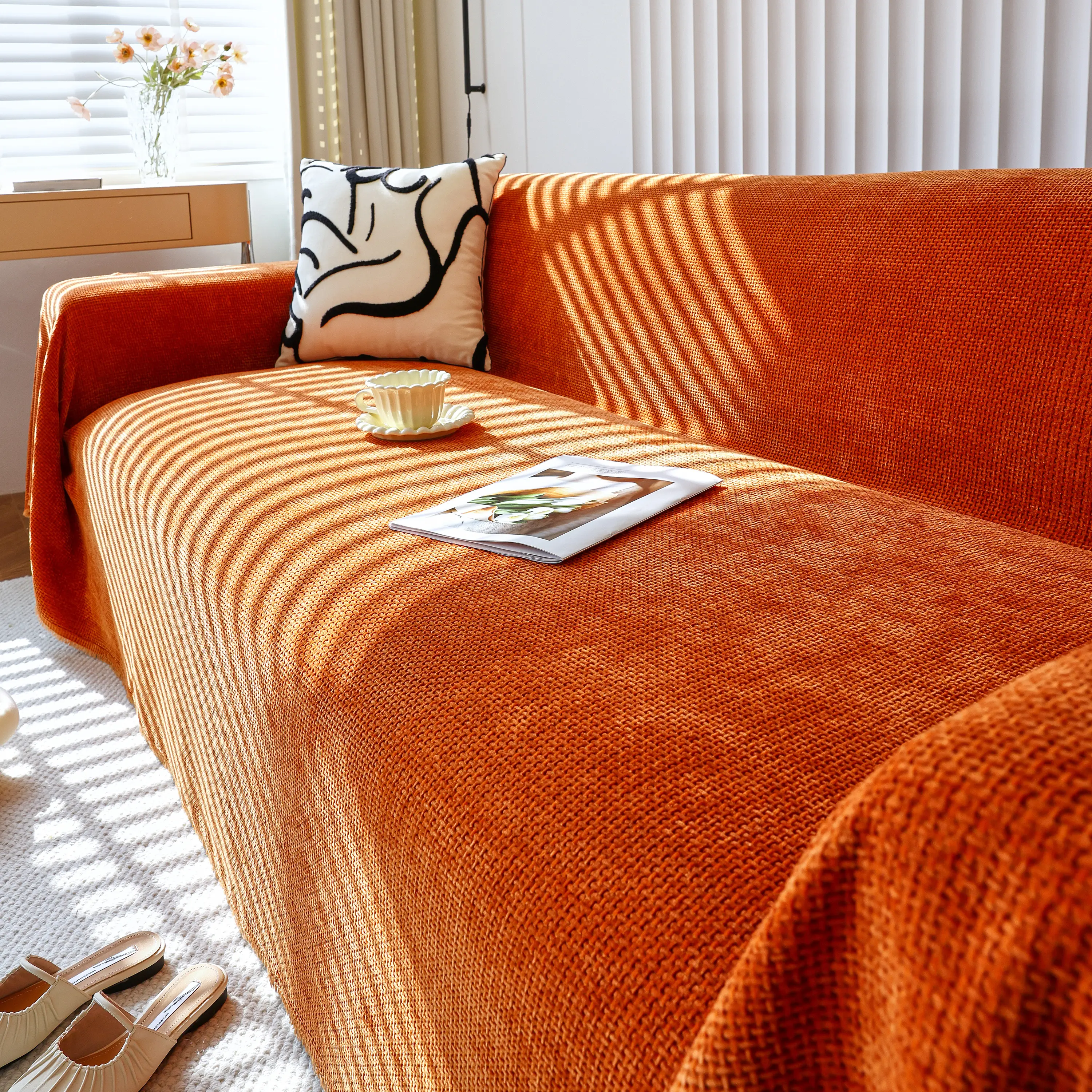 Chenille Thickened Solid Couch Blanket Throws, Reversible Couch Covers for Sectional Couches - Image 110